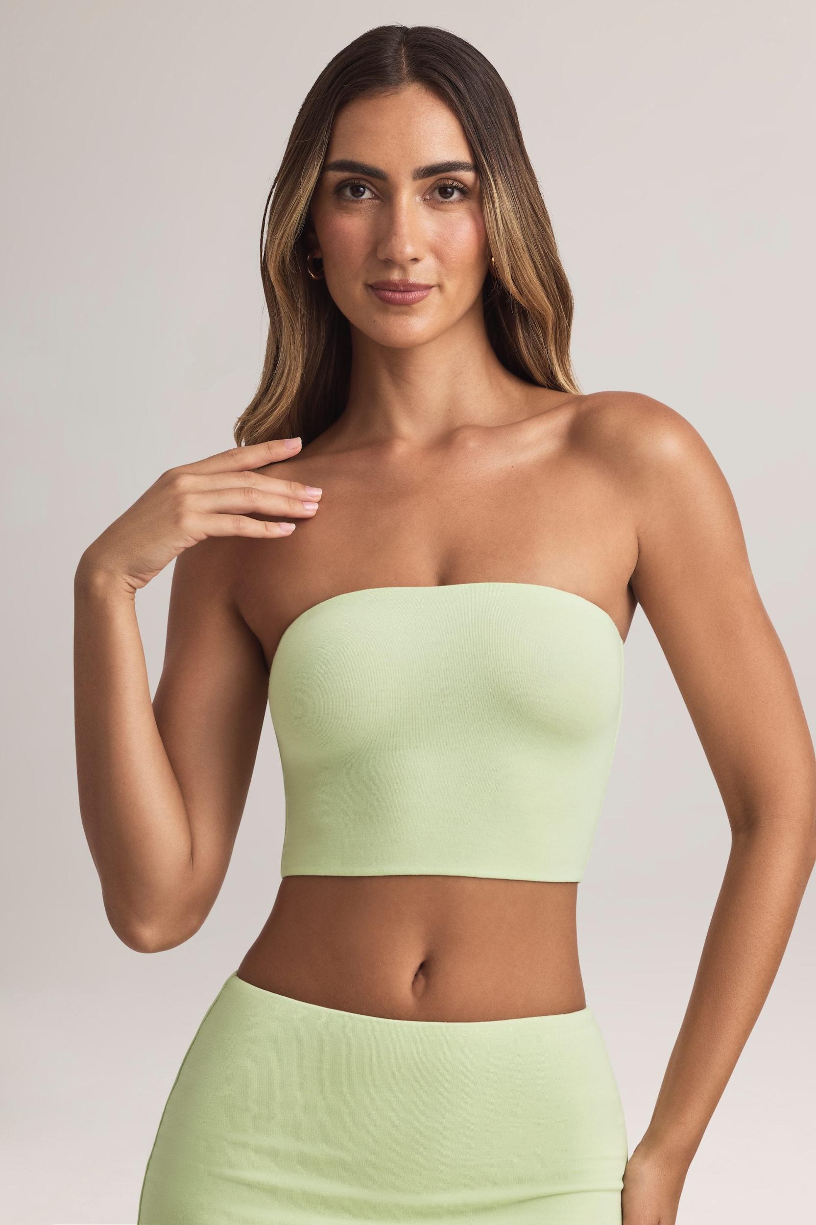 Modal Strapless Crop Top in Sage Green Product Image