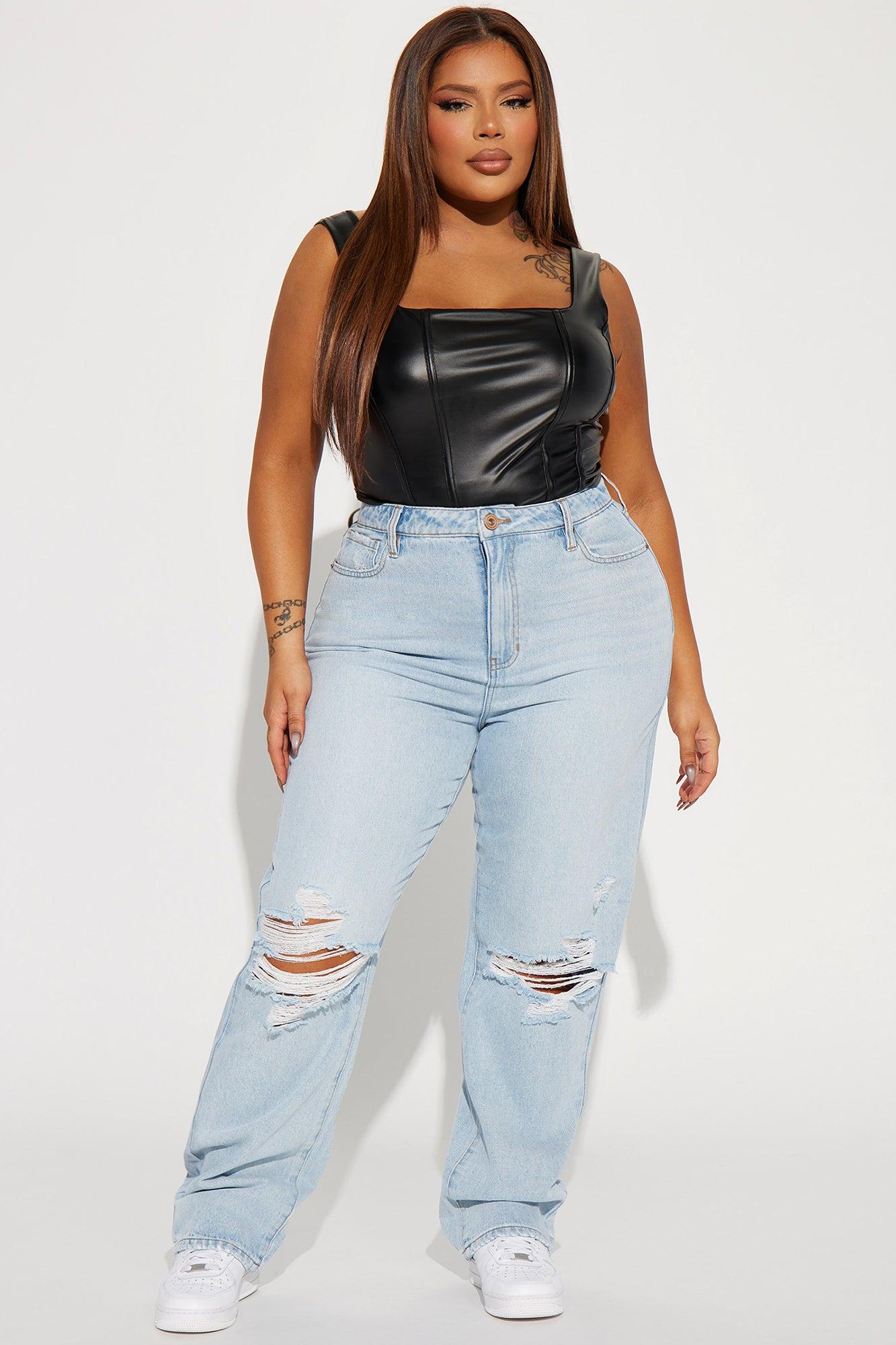 Only One Non Stretch Ripped Straight Leg Jean - Light Wash Product Image