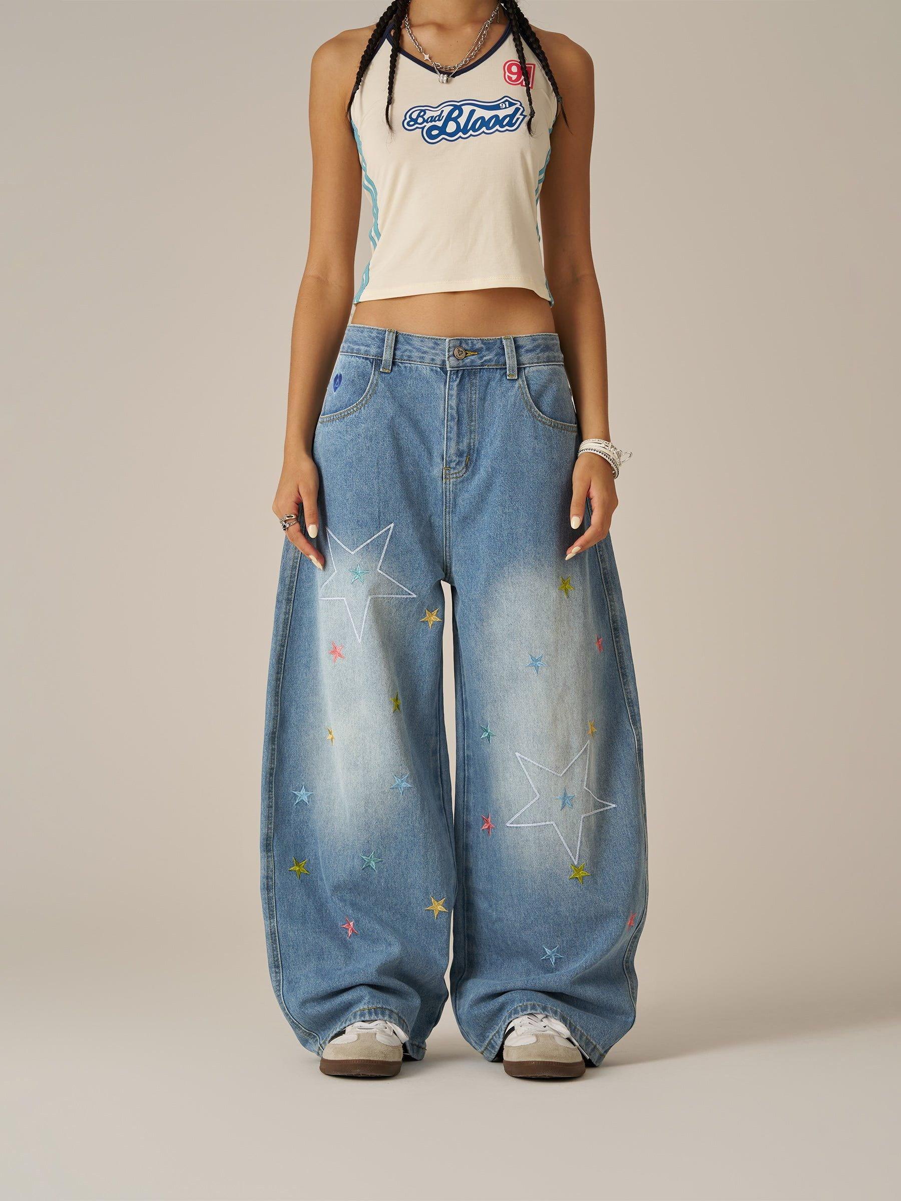 Aelfric Eden Baggy Barrel  Colorful Star Jeans Product Image