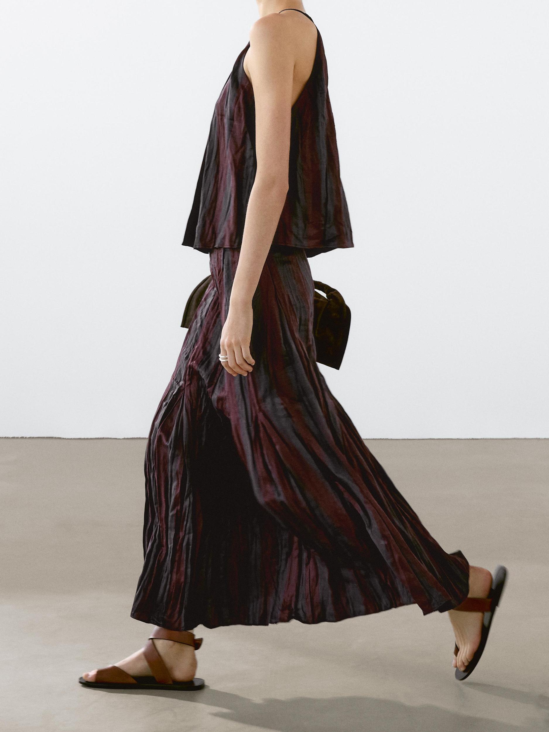 Striped flowing midi skirt Product Image