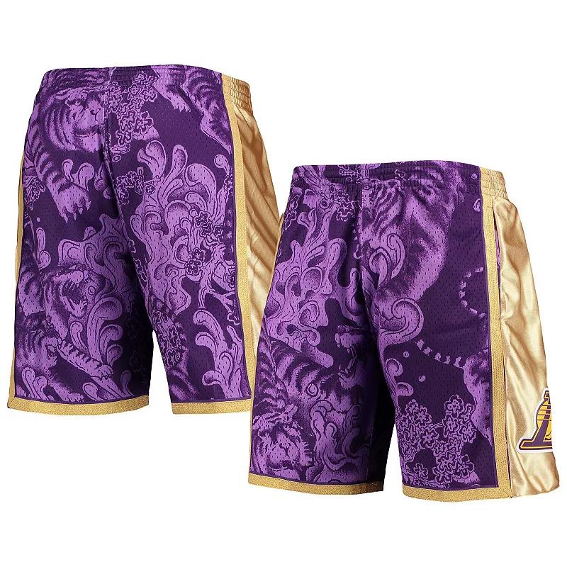 Men's Mitchell & Ness Purple Los Angeles Lakers Hardwood Classics Lunar New Year Swingman Shorts,  Product Image