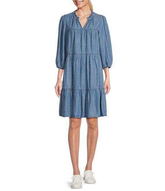 Nurture 3/4 Sleeve Tiered Ruffle Short Dress Product Image