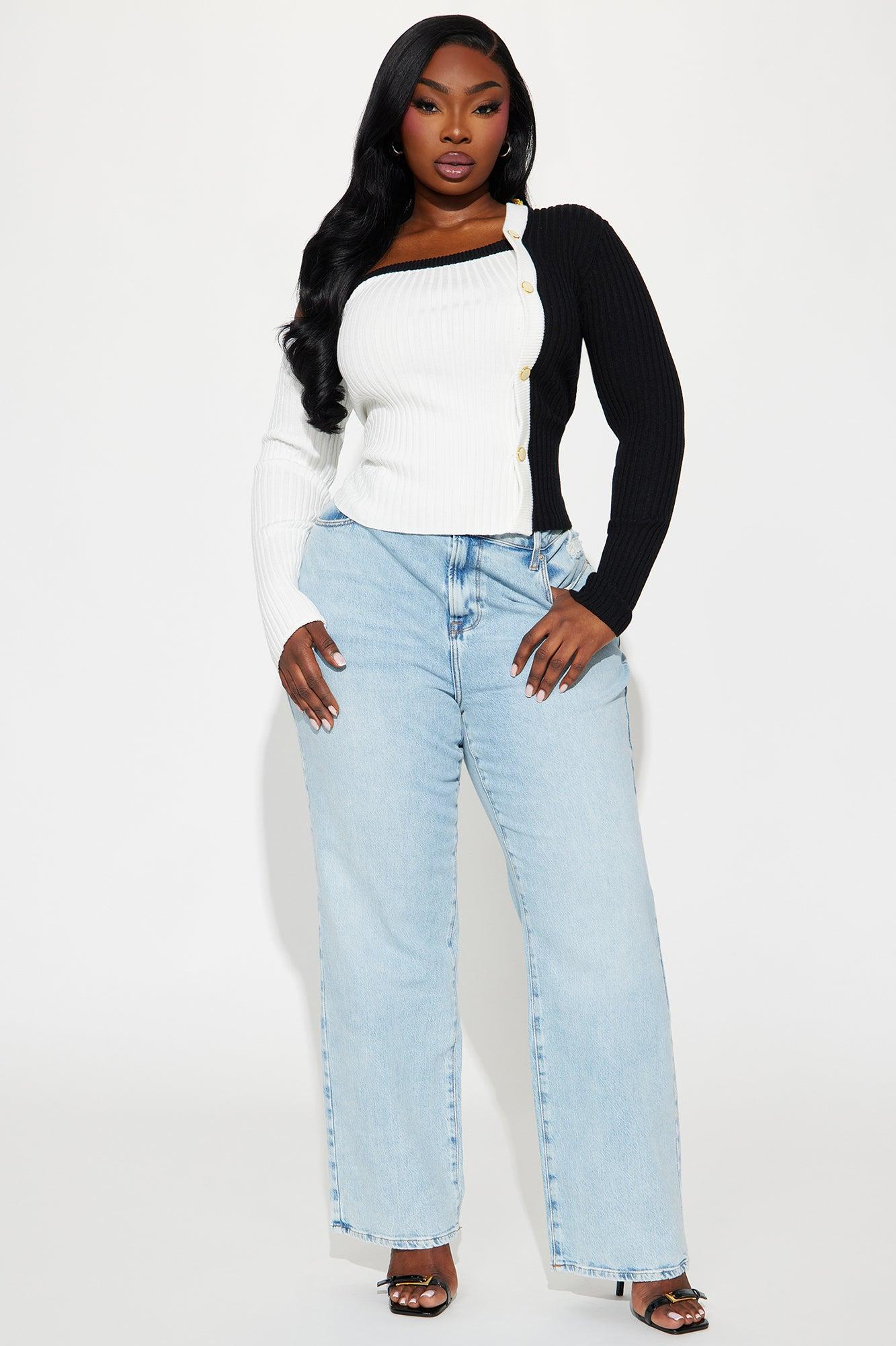 Time And A Place Color Block Sweater - Black/White Female Product Image