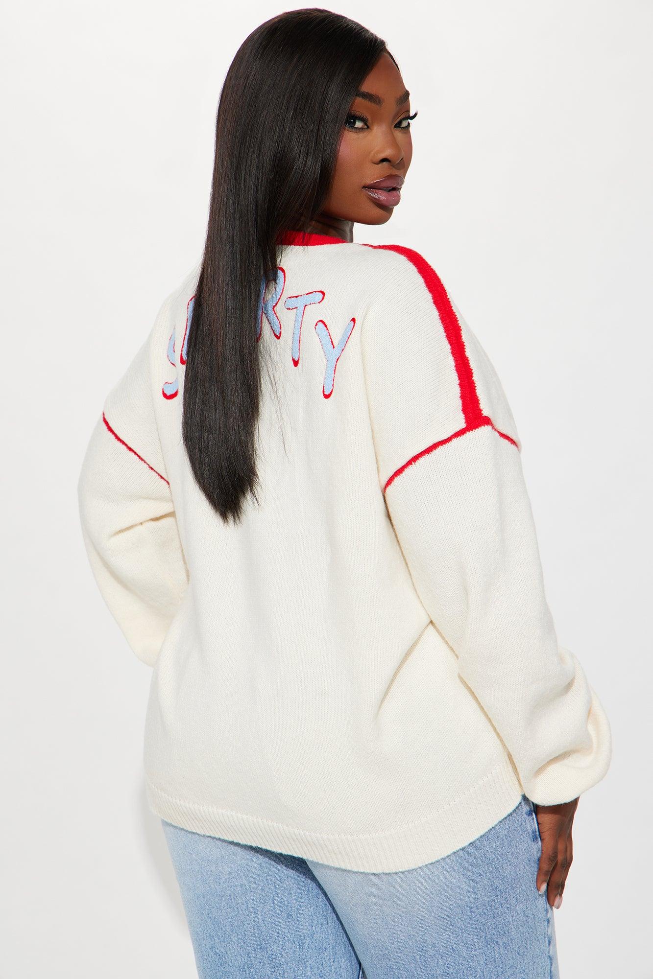 Sporty Oversized Sweater - Cream/combo Product Image