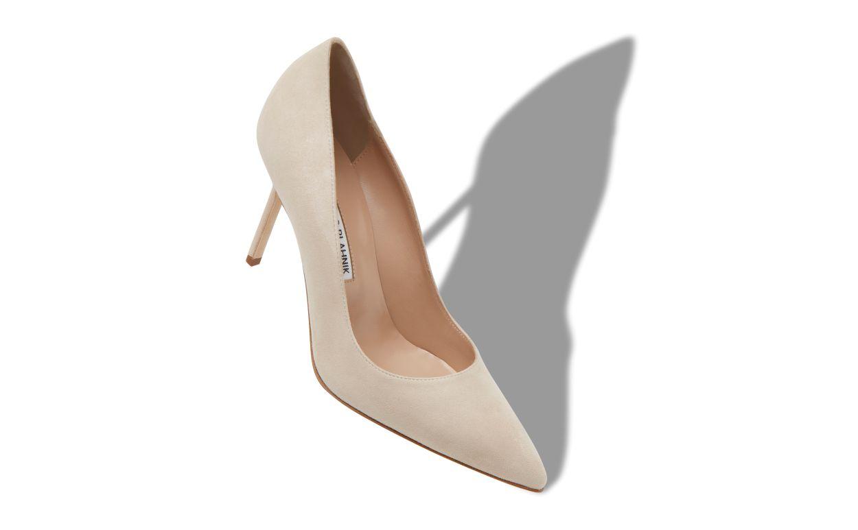 BB 90 Light Beige Suede Pointed Toe Pumps Product Image