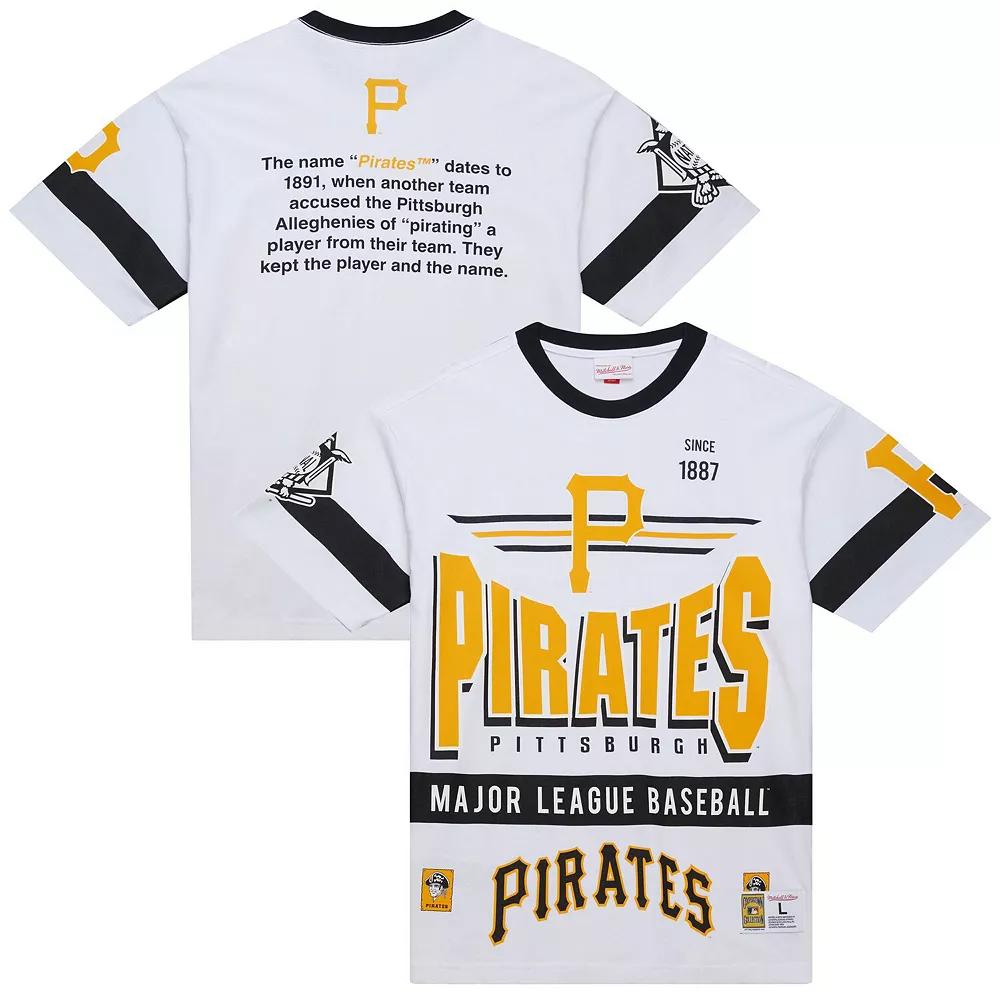 Men's Mitchell & Ness White Pittsburgh Pirates Cooperstown Collection Team Origins Premium T-Shirt,  Product Image