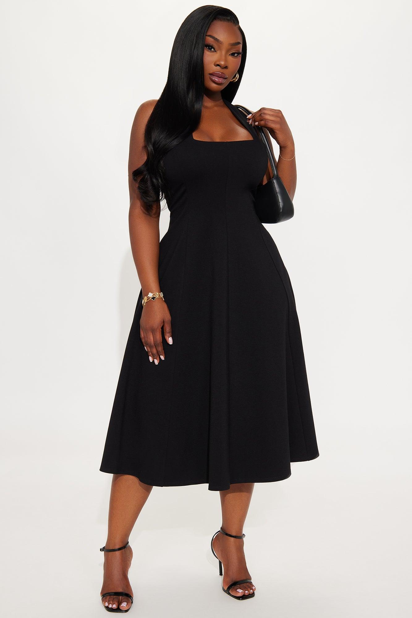 Mabel Ponte Midi Dress - Black Product Image