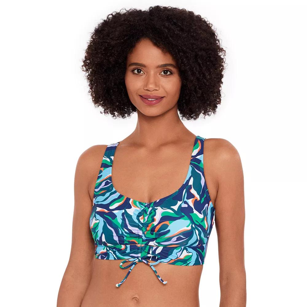 Women's Eco Beach Longline Scoopneck Tie Front Bikini Top,  Product Image