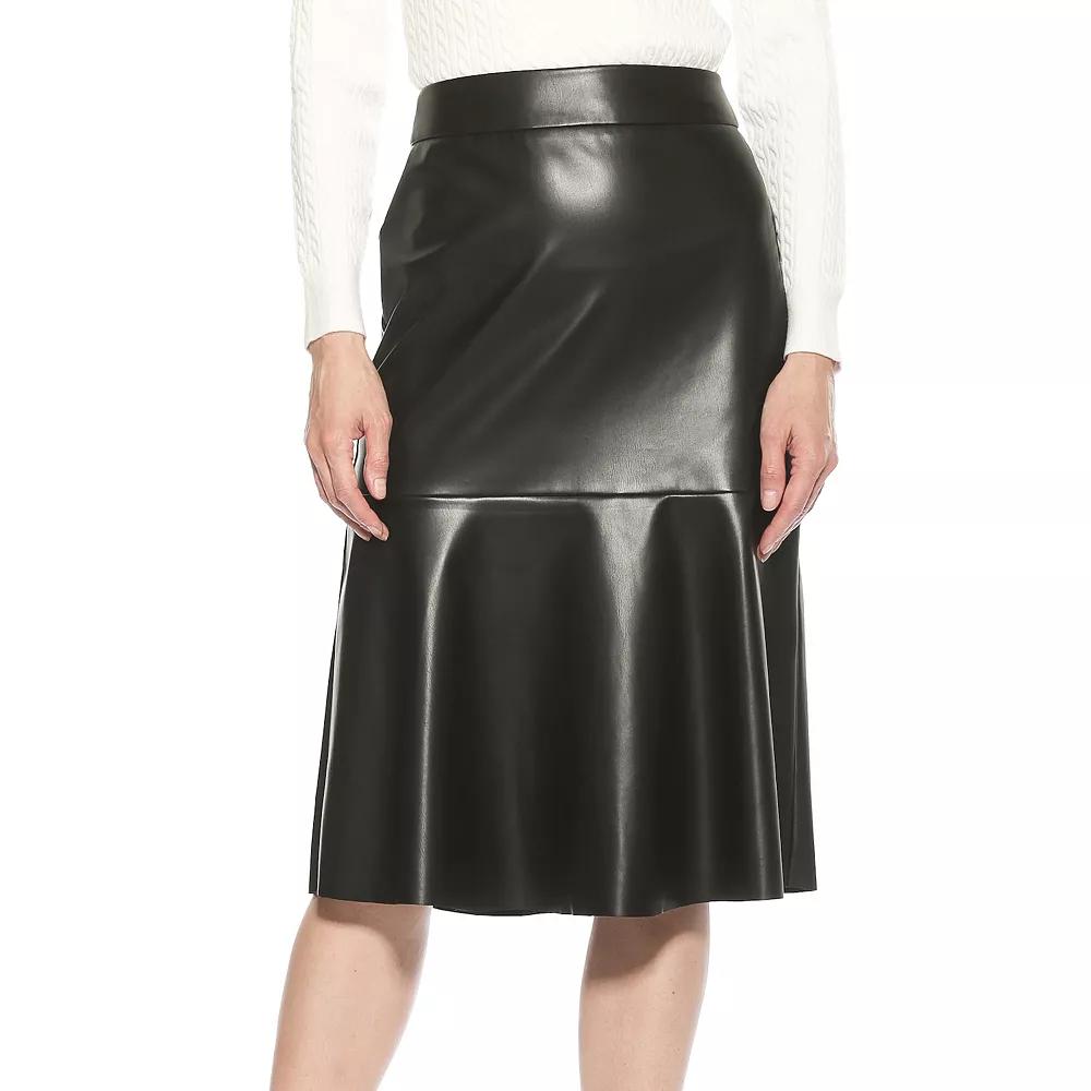 Women's ALEXIA ADMOR Ezra Midi Faux Leather Flared Skirt,  Product Image