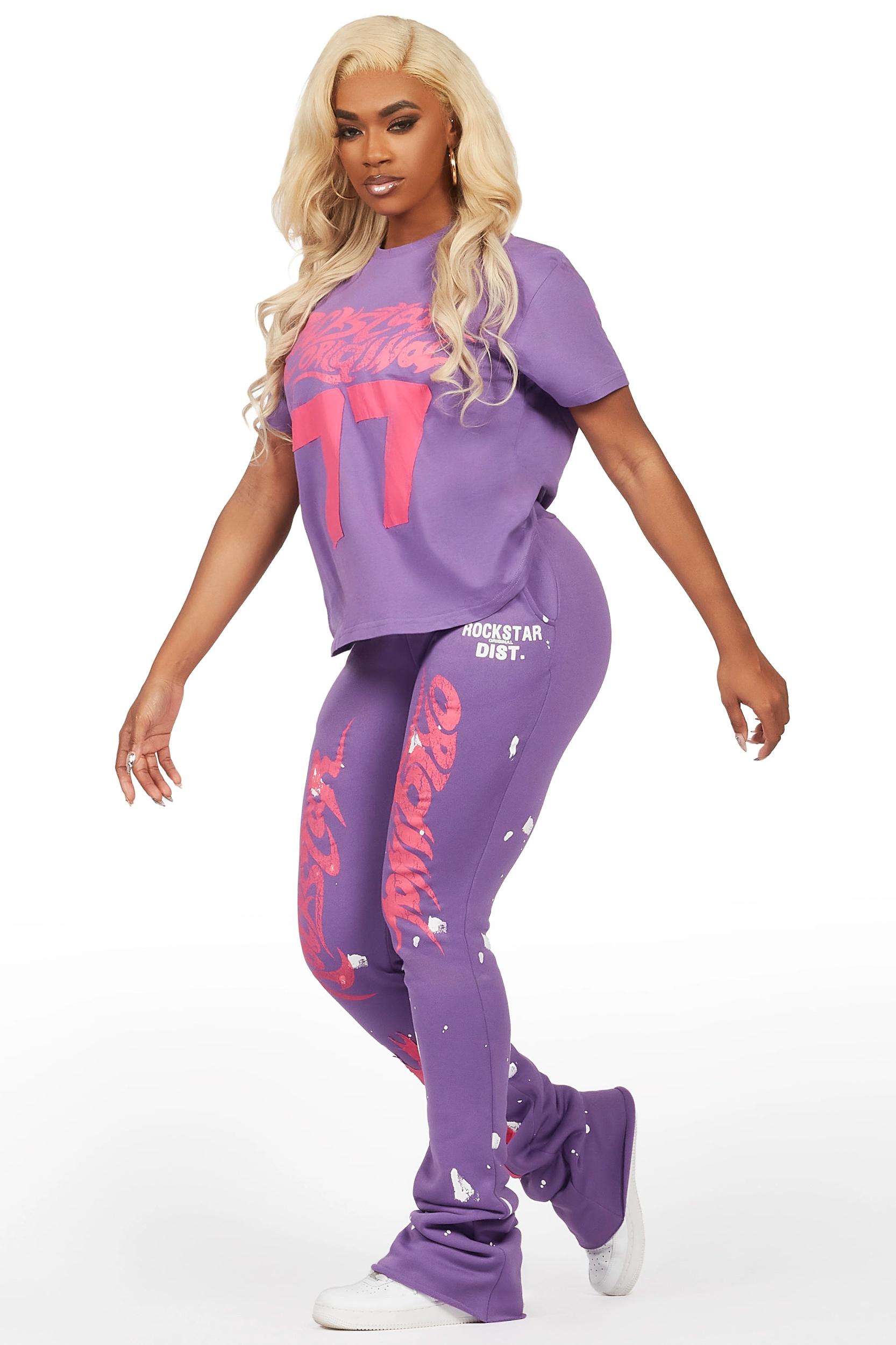 Tayonna Purple T-Shirt Trackset Female Product Image