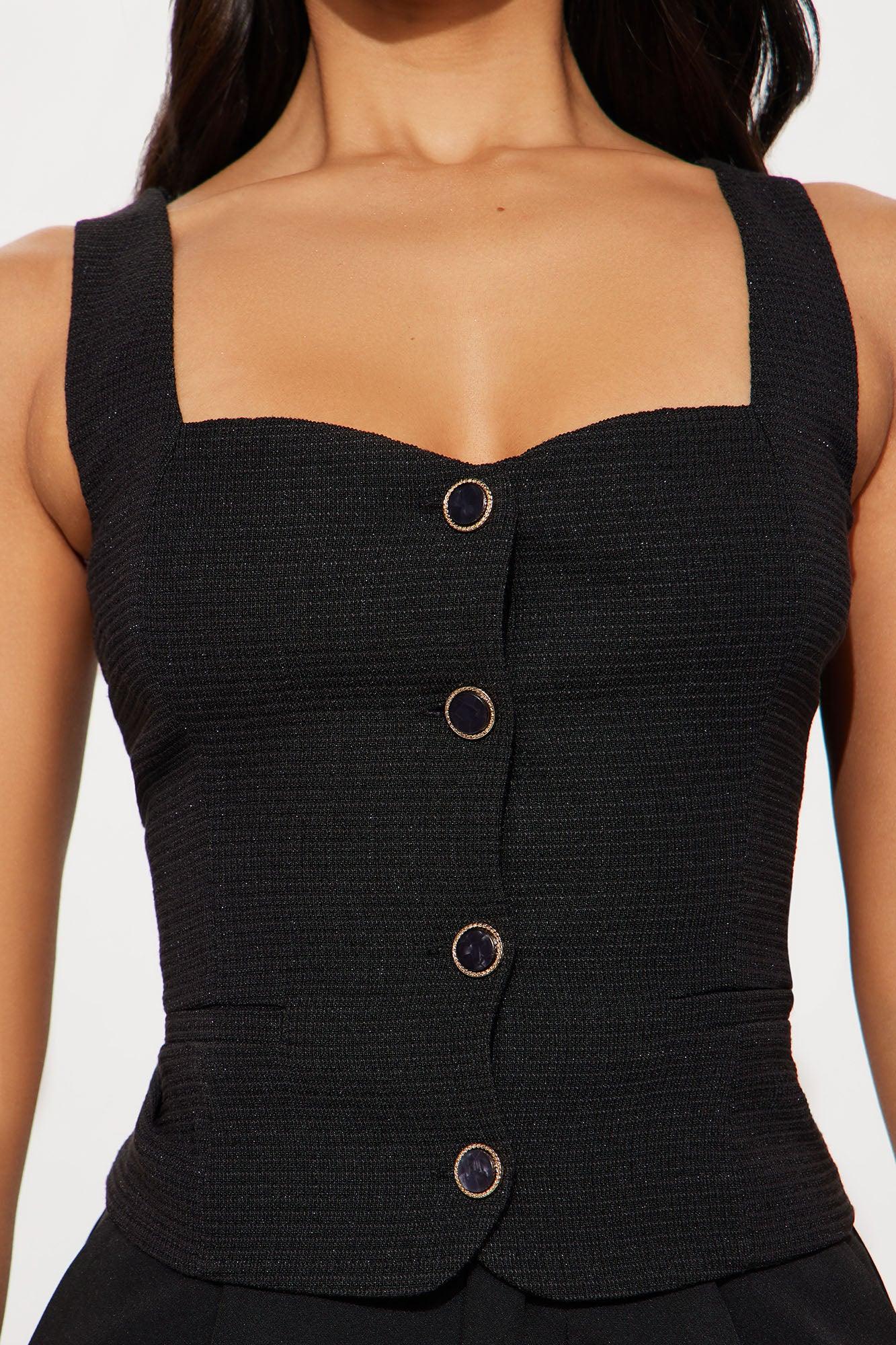 Classy Lady Tweed Vest - Black Product Image
