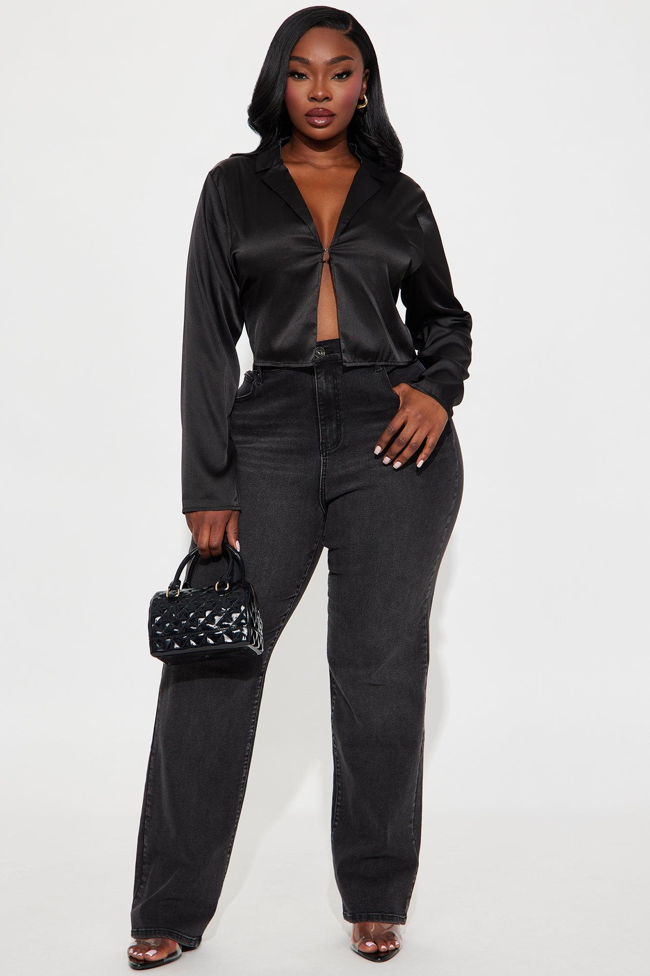 Forever Loving Satin Shirt - Black Female Product Image