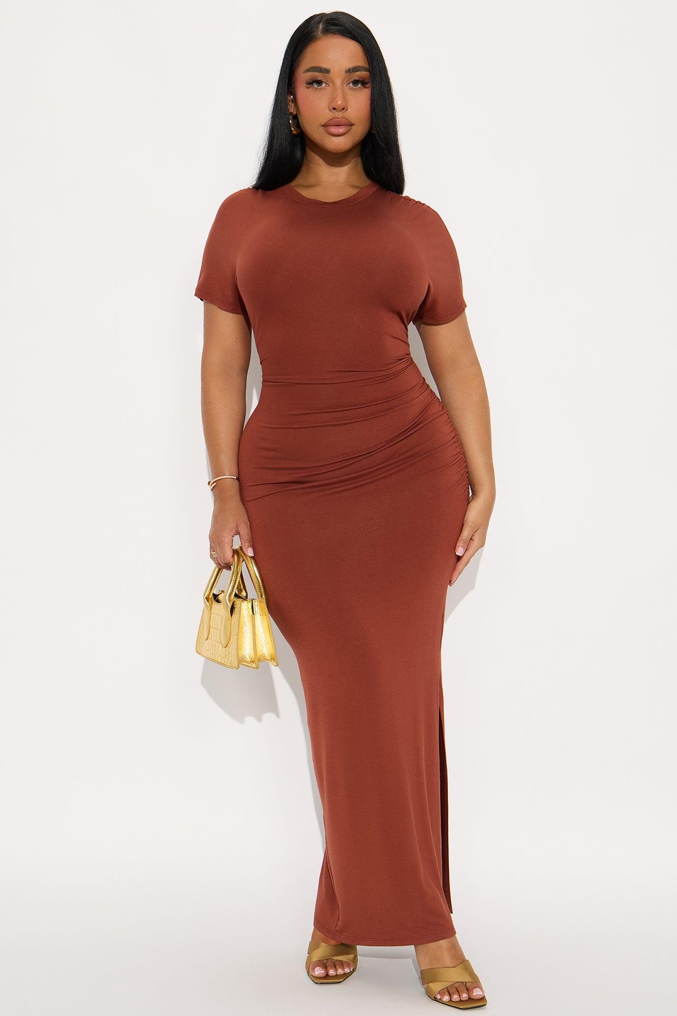 Arlette Short Sleeve Maxi Dress - Rust Female Product Image