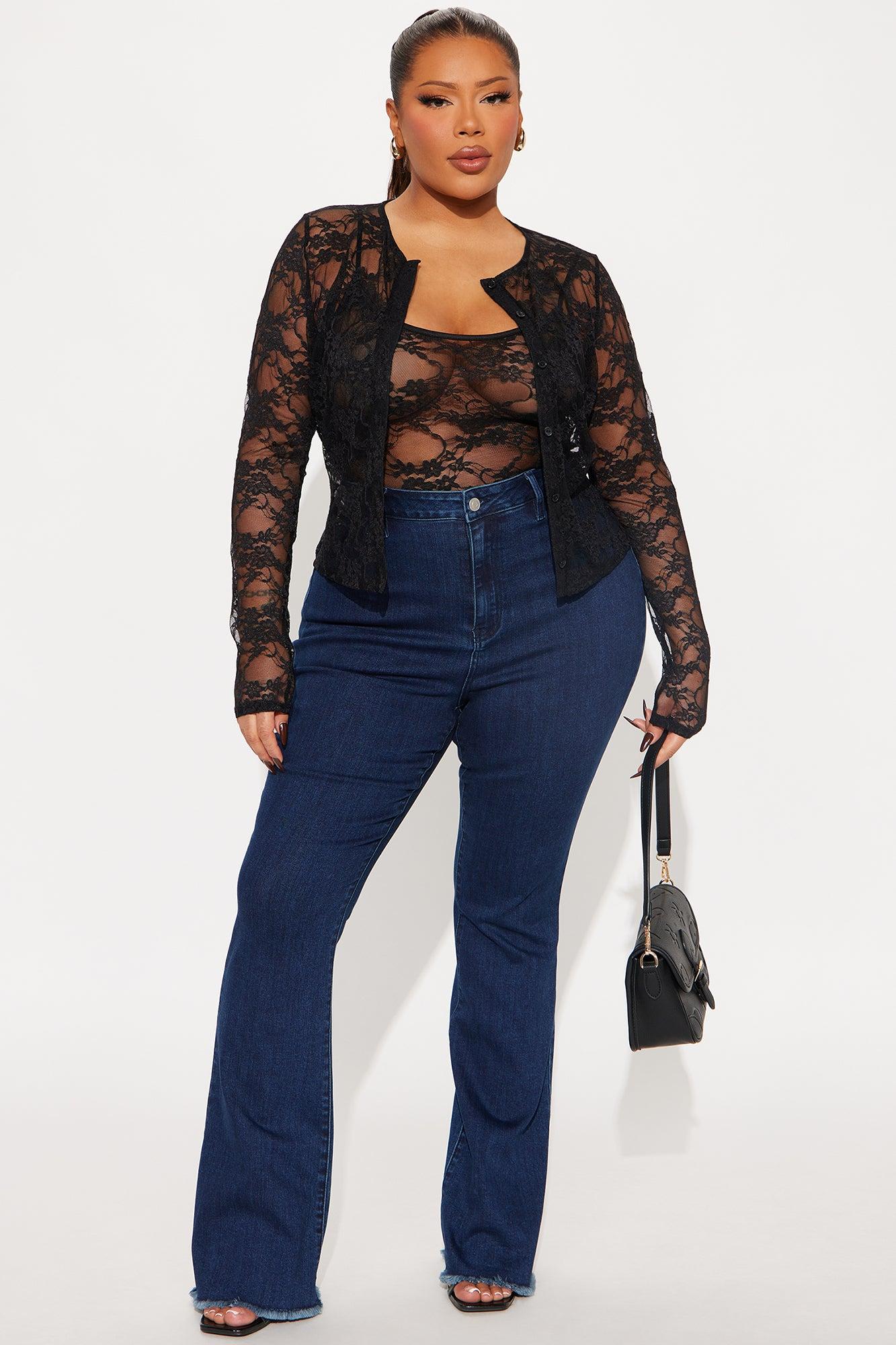 Elara Cami And Cardigan 2 Piece Lace Set - Black Product Image