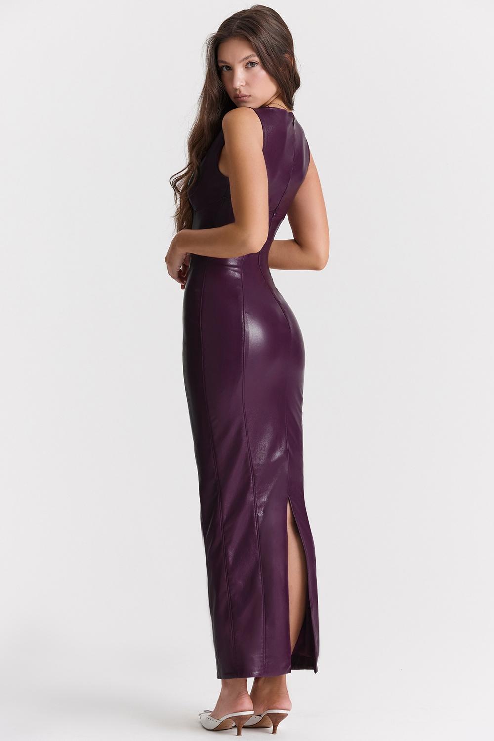 Sahara  merlot vegan leather maxi dress Product Image