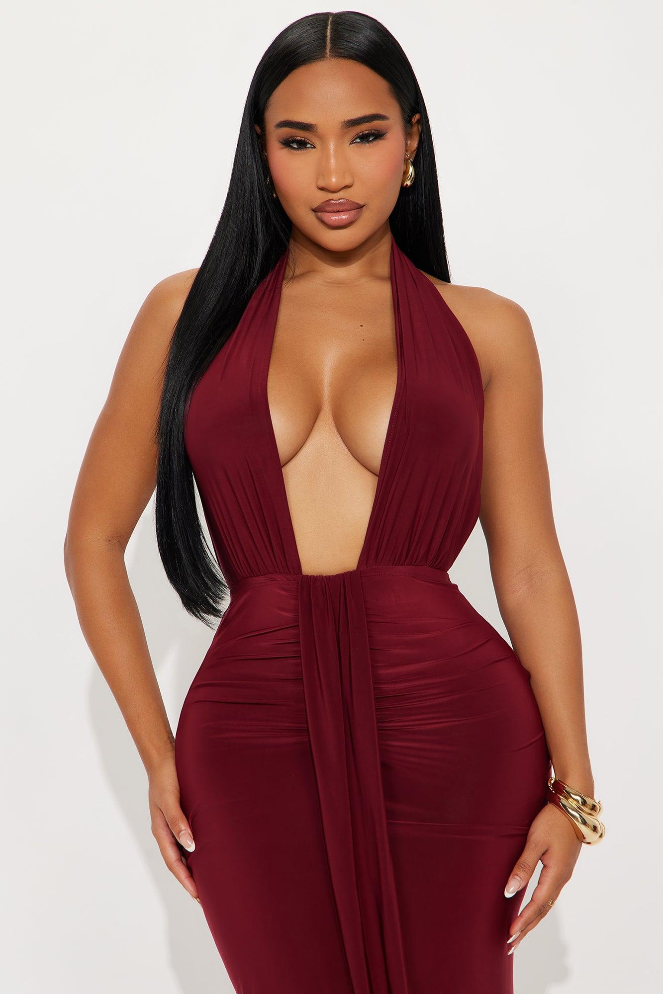 Back For More Backless Maxi Dress - Burgundy Female Product Image