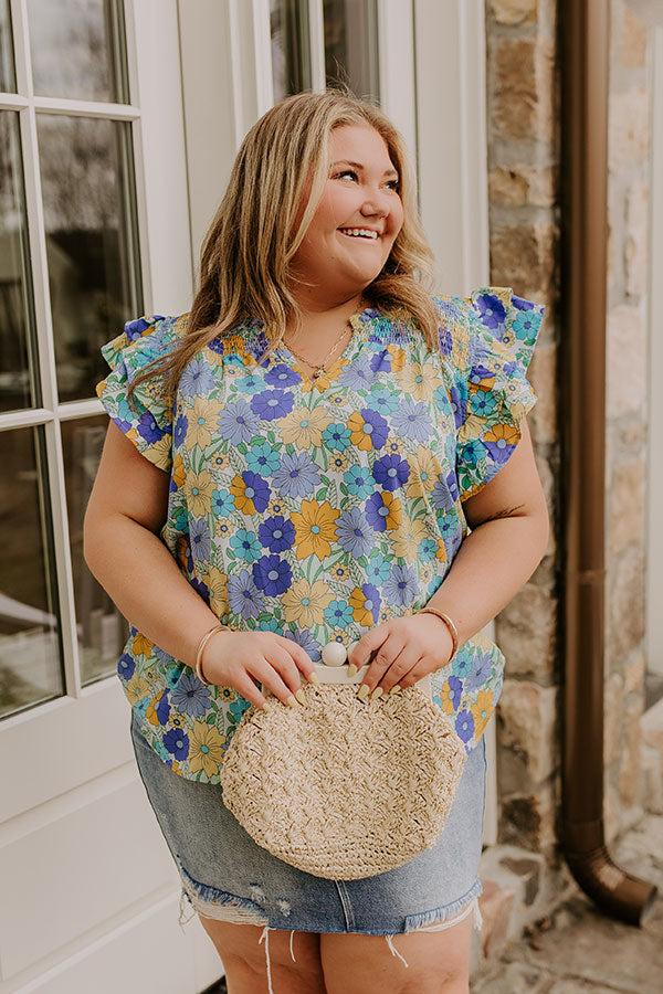 Floral Galore Shift Top In Blue Curves Product Image