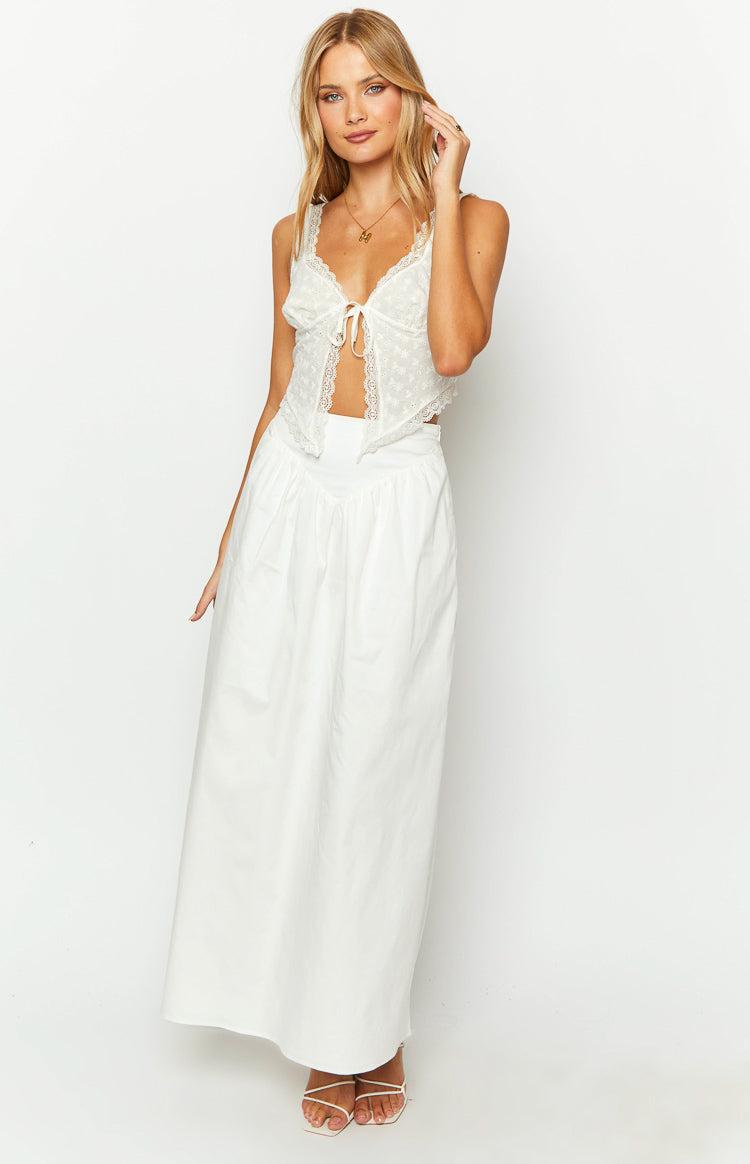 Sweetheart Swirl White Midi Skirt Product Image