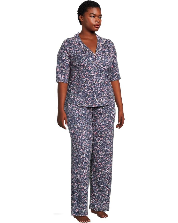 Plus Size Rose Gardens Notch Collar Girlfriend Pajama Set Product Image