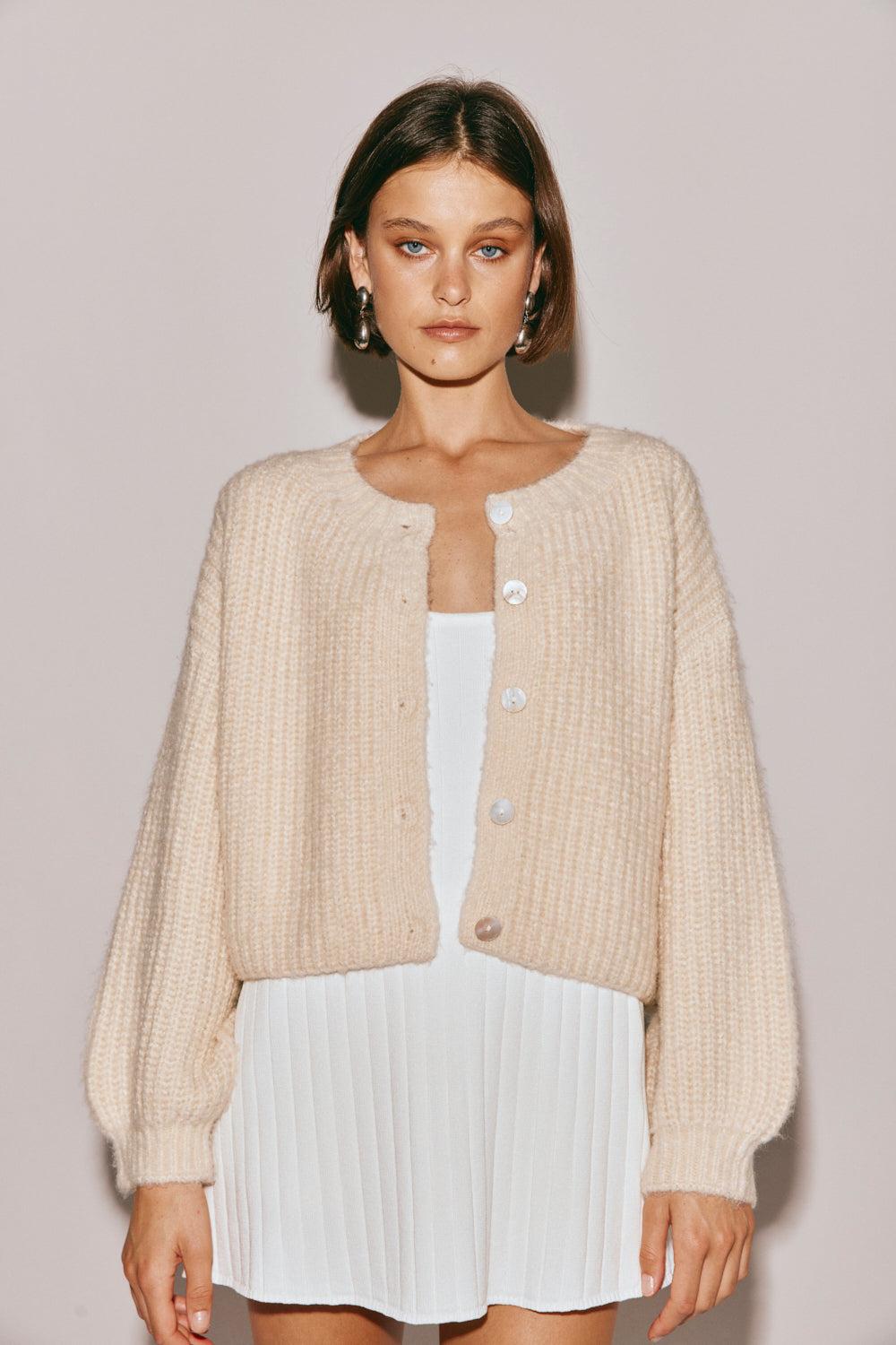 Elsie Knit Cardigan Cream Product Image