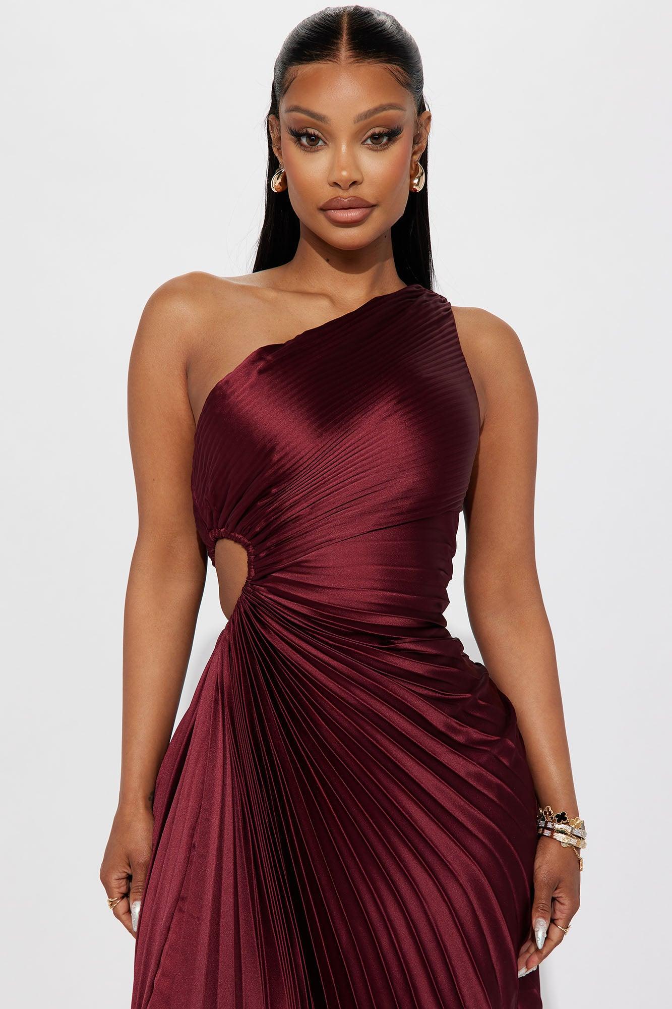 Belle Satin Maxi Dress - Wine Product Image