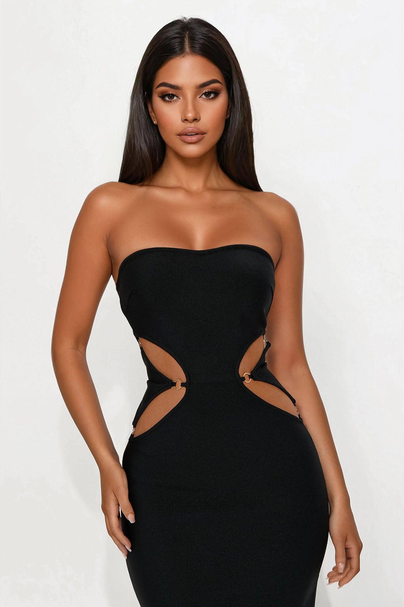 Jolene Cut Out Bandage Maxi Dress - Black Product Image