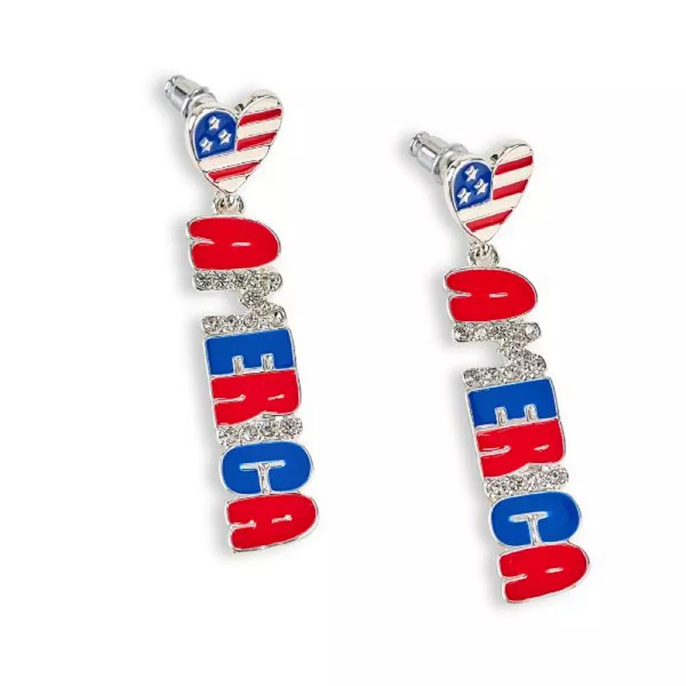 Celebrate Together™ Americana Silver Tone Heart America Patriotic Drop Earrings, Women's, Multi Product Image