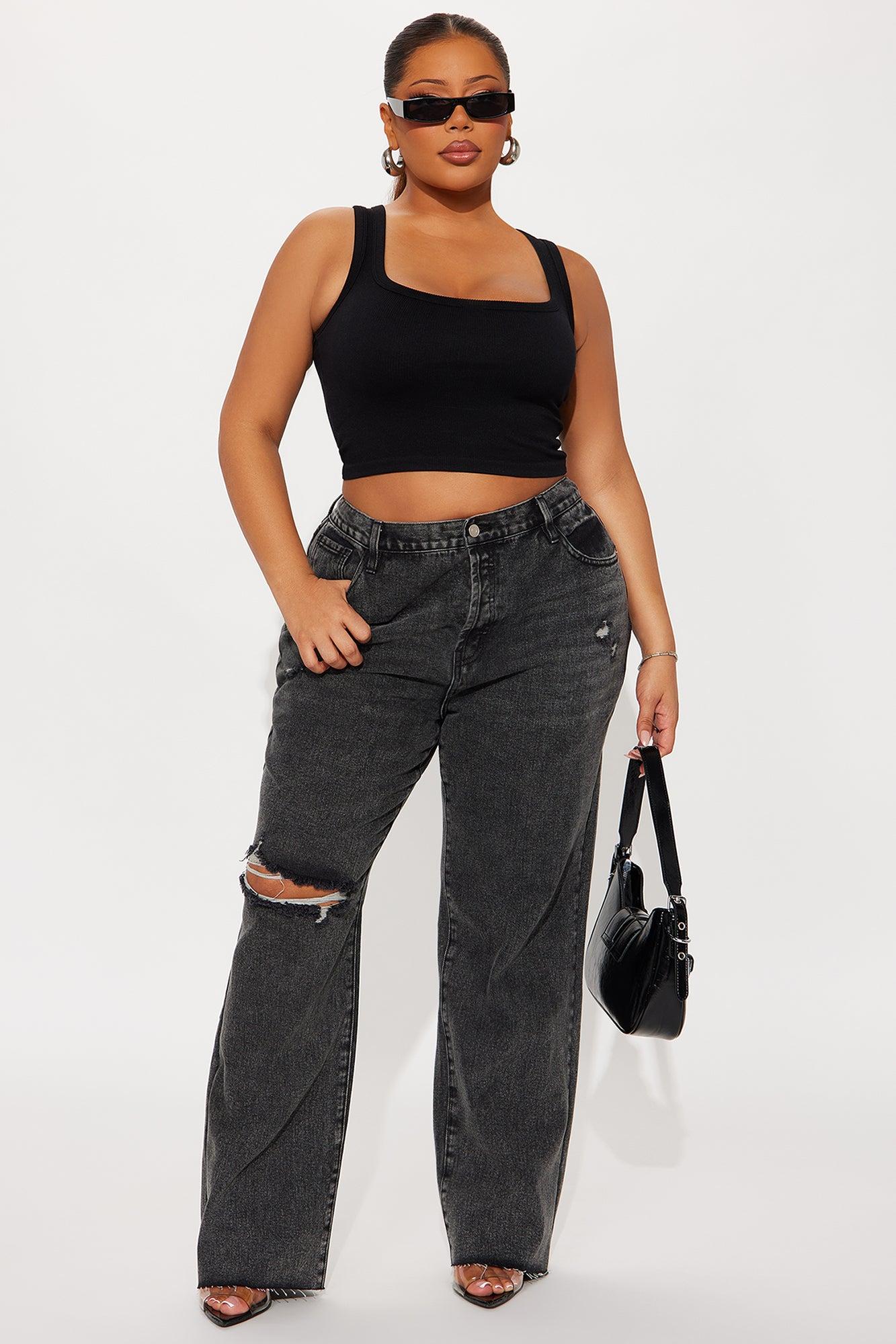 Topanga 90's Ripped Straight Leg Jeans - Black Wash Female Product Image