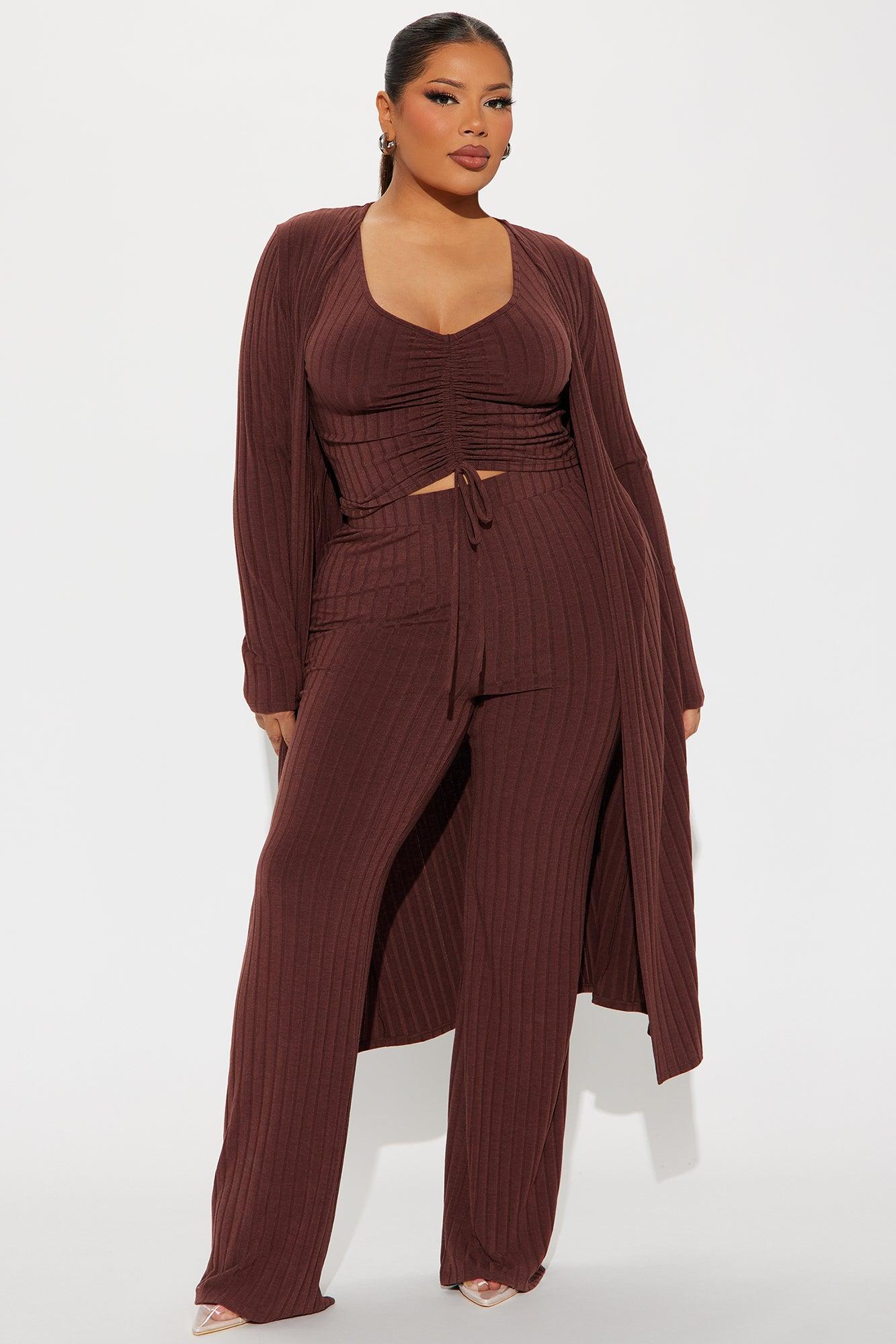 Come Get It 3 Piece Pant Set - Chocolate Product Image