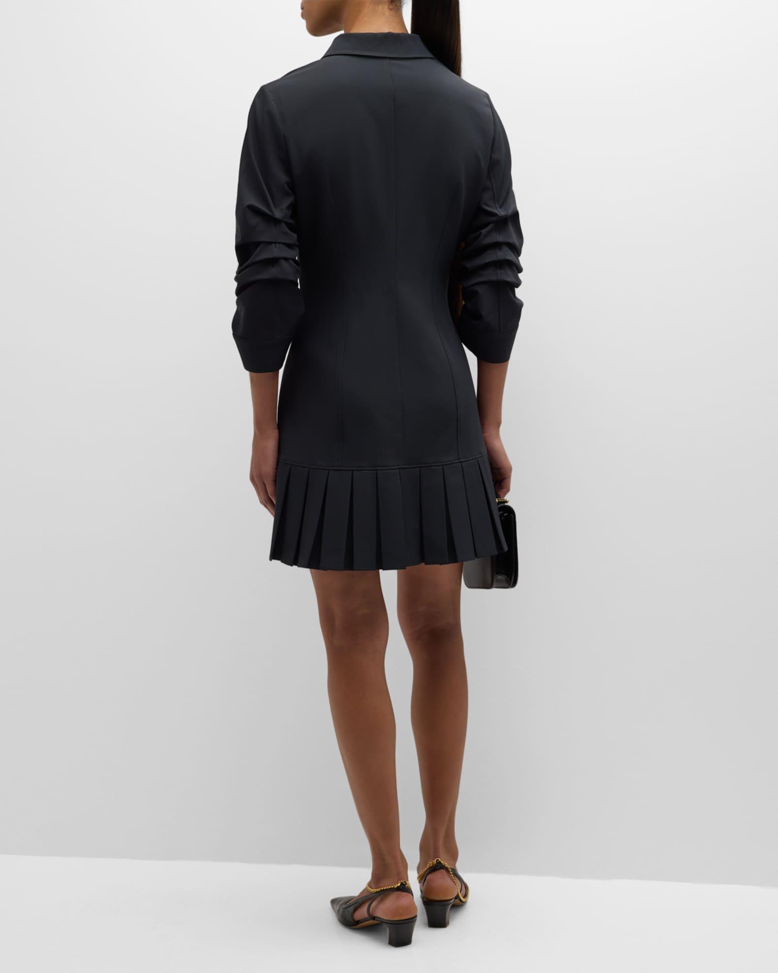 Lucilla Topstitched Pleated-Hem Mini Shirtdress Product Image