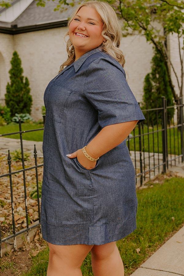Casual Hangout Chambray Mini Dress Curves Product Image