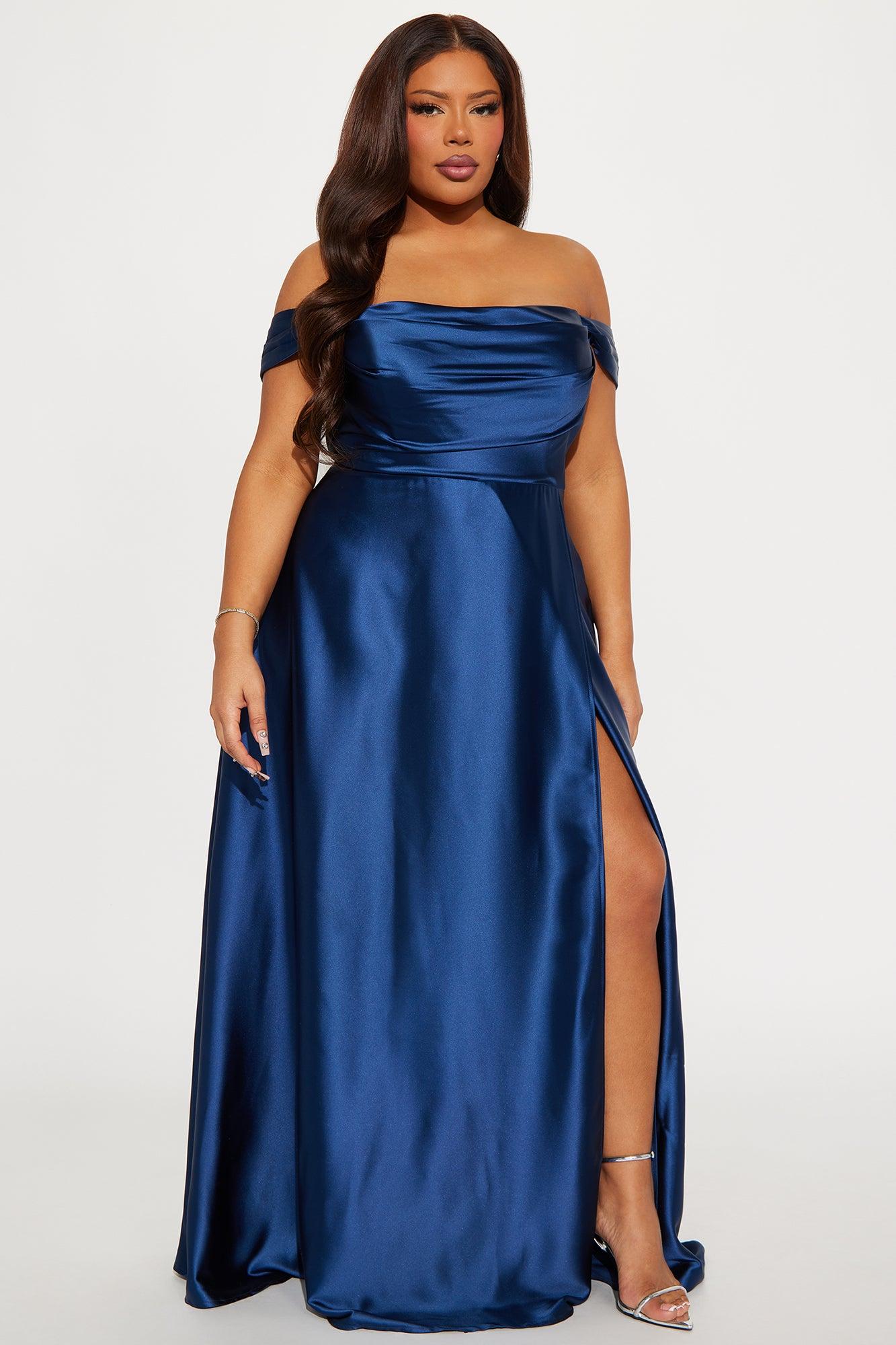 Rosalee Satin Gown - Navy Product Image