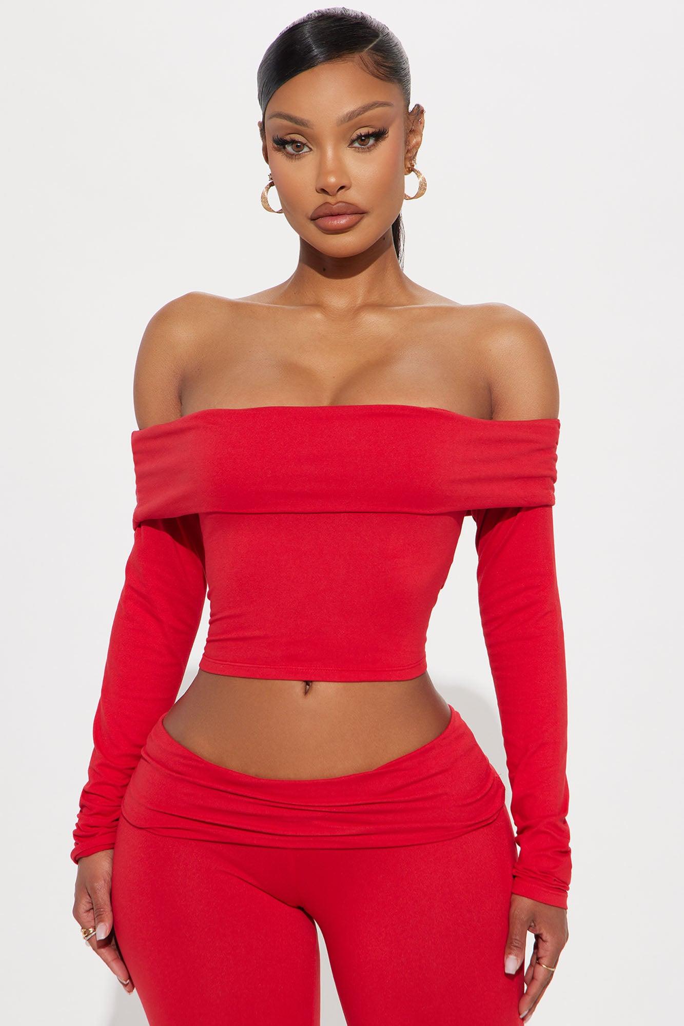Shayna Off Shoulder Pant Set - Red Product Image