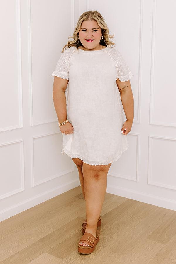 Sunday Mornings Eyelet Shift Dress in Cream Curves Product Image