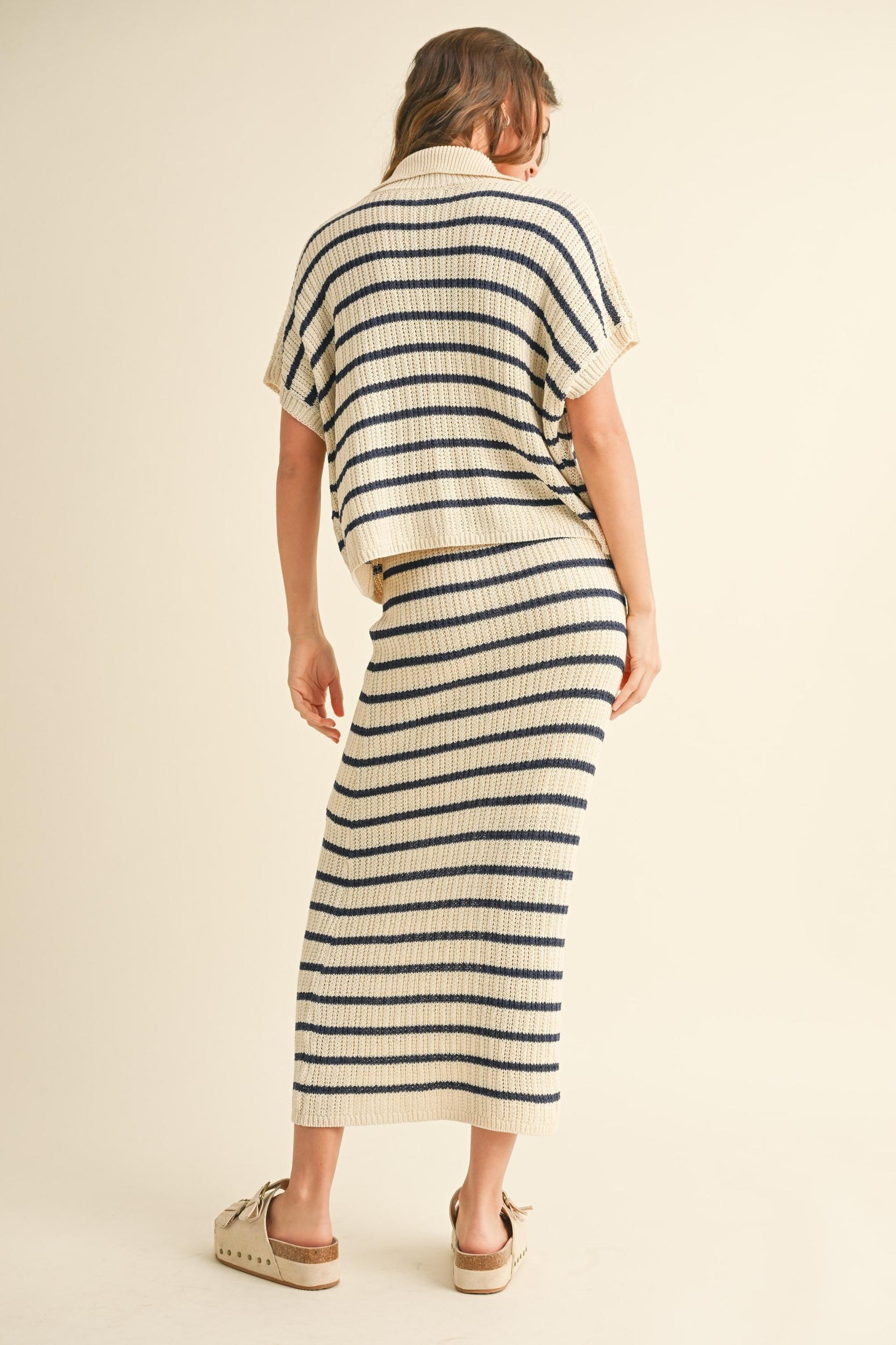 Striped Knit Midi Skirt Product Image