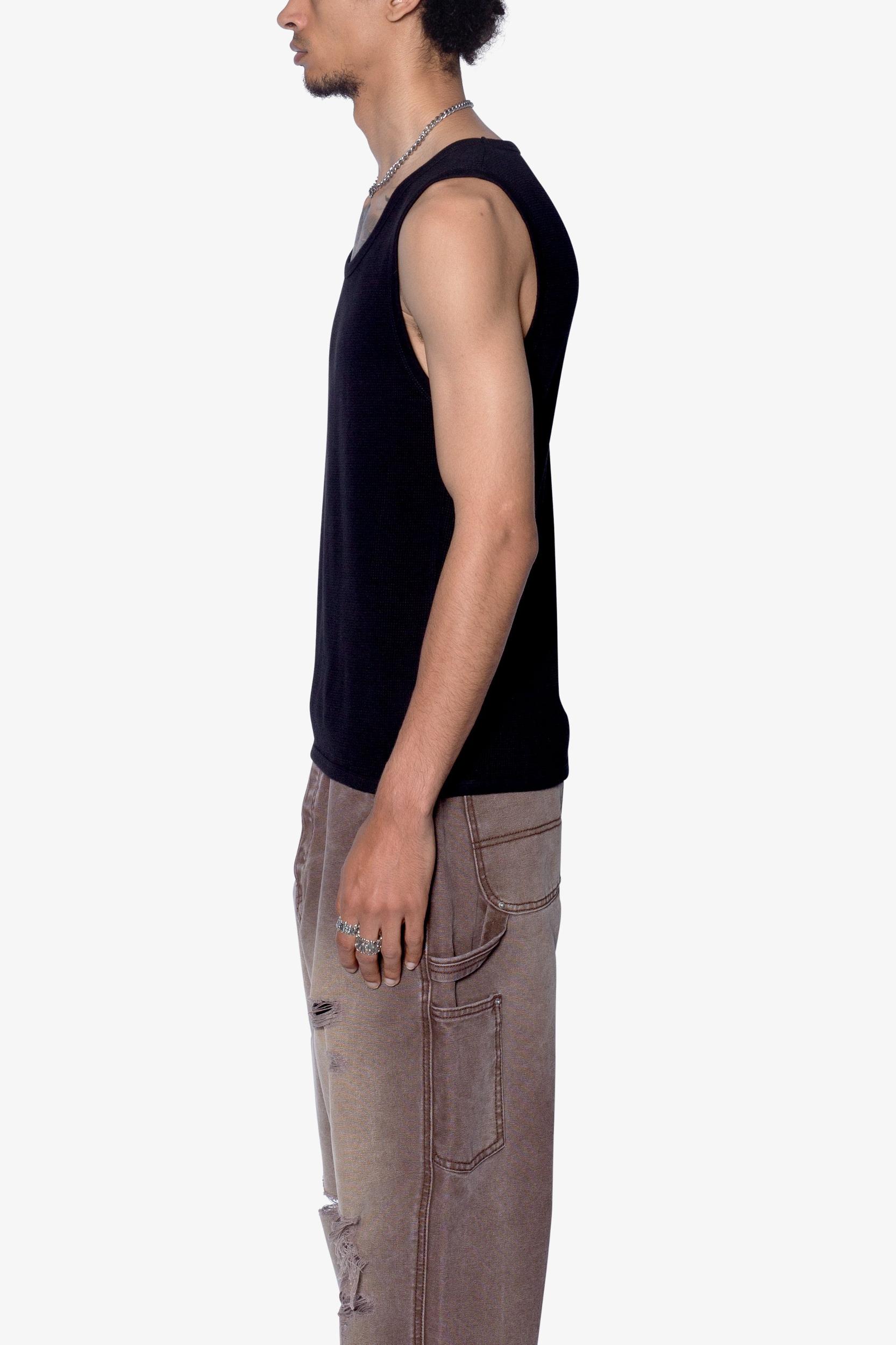 Waffle Knit Tank - Black Product Image