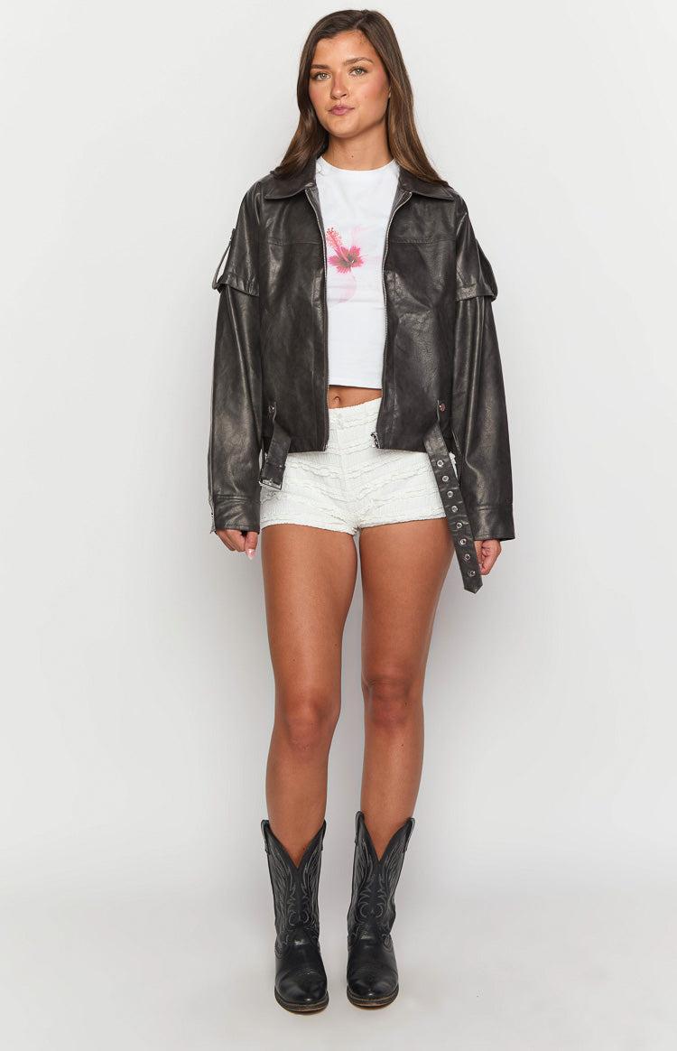 Jessica Anne PU Washed Black Jacket Girls Product Image