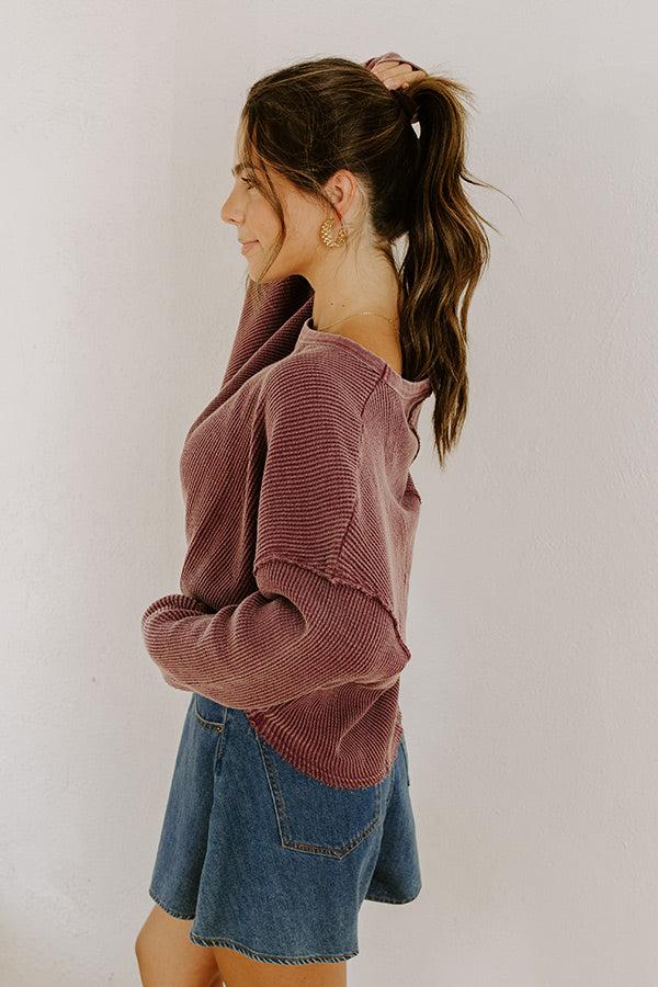Cozy Couture Waffle Knit Top in Plum Product Image