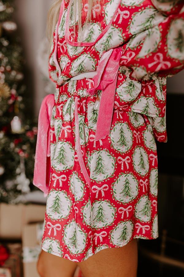 Christmas Dreaming Satin Pajama Shorts in Red Product Image