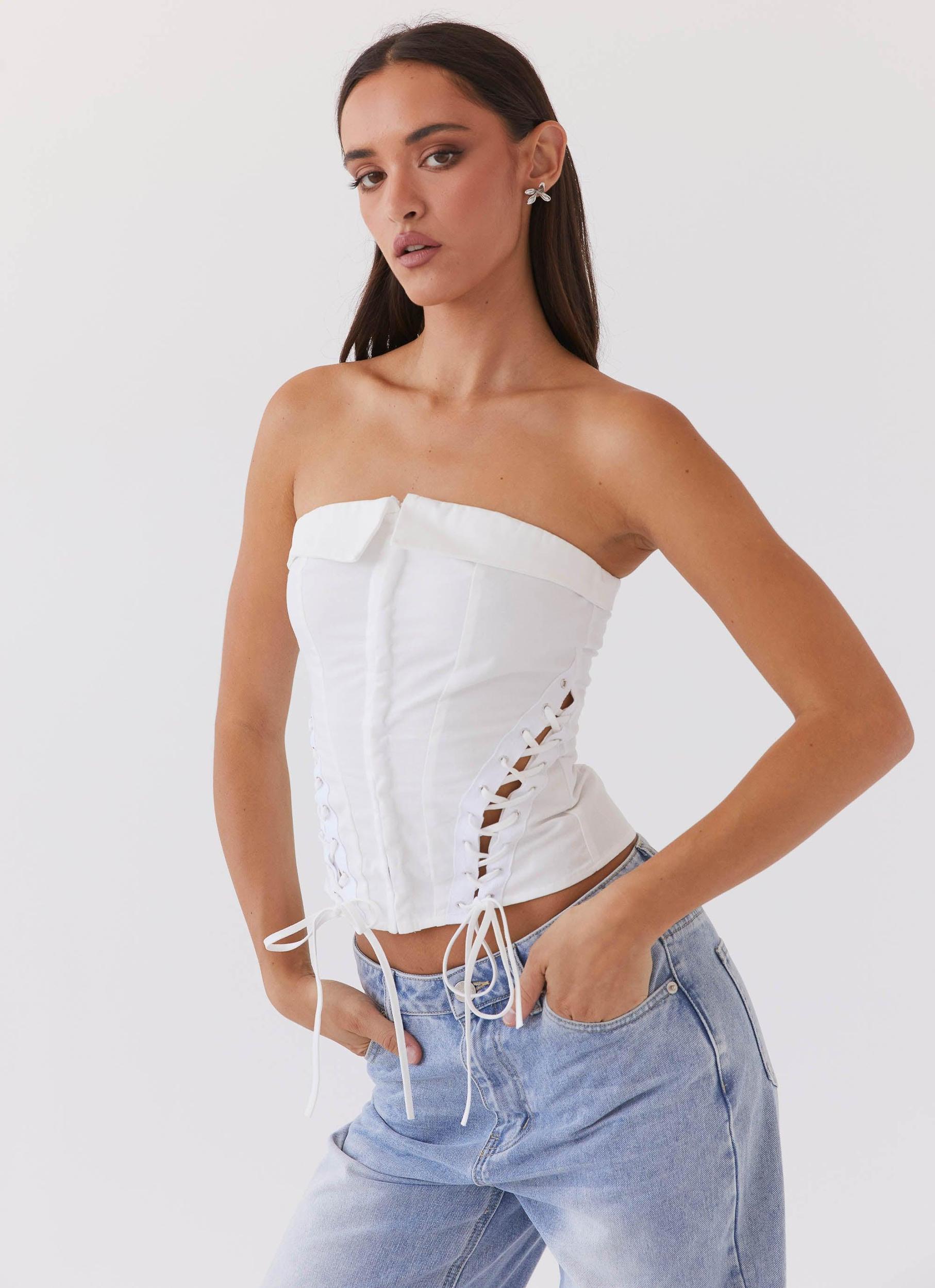 Be My Soulmate Bustier Top - White Product Image