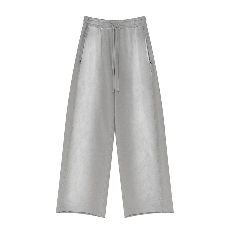 Vintage Washed Ragged-hem Wide-leg Sweatpants Product Image