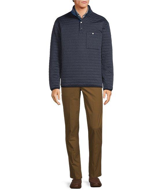 Roundtree & Yorke Long Sleeve Solid Quilted Snap Mockneck Pullover Product Image