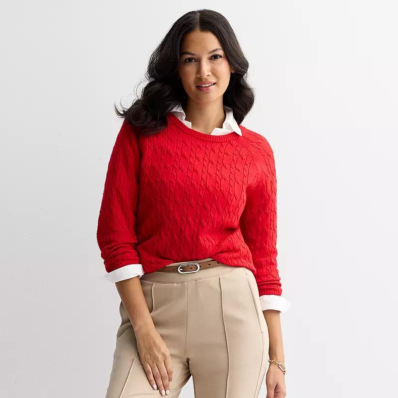 Women's Croft & Barrow® The Extra Soft Cable Crew Neck Sweater,  Product Image