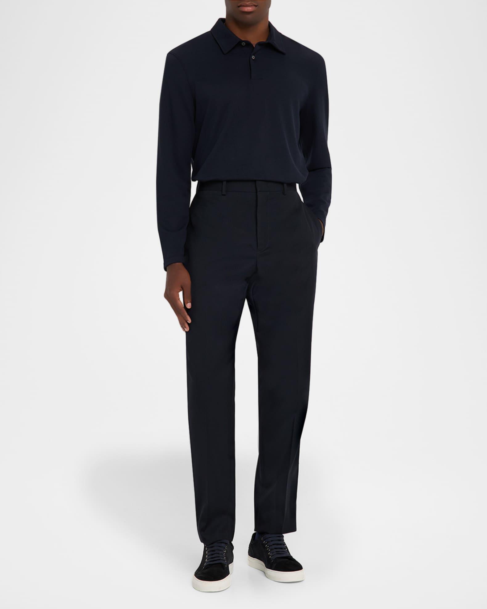 Men's Cotton and Silk Long-Sleeve Polo Shirt Product Image