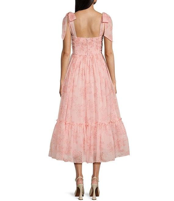 B. Darlin Wide Tie Strap Floral Printed Midi Dress Product Image