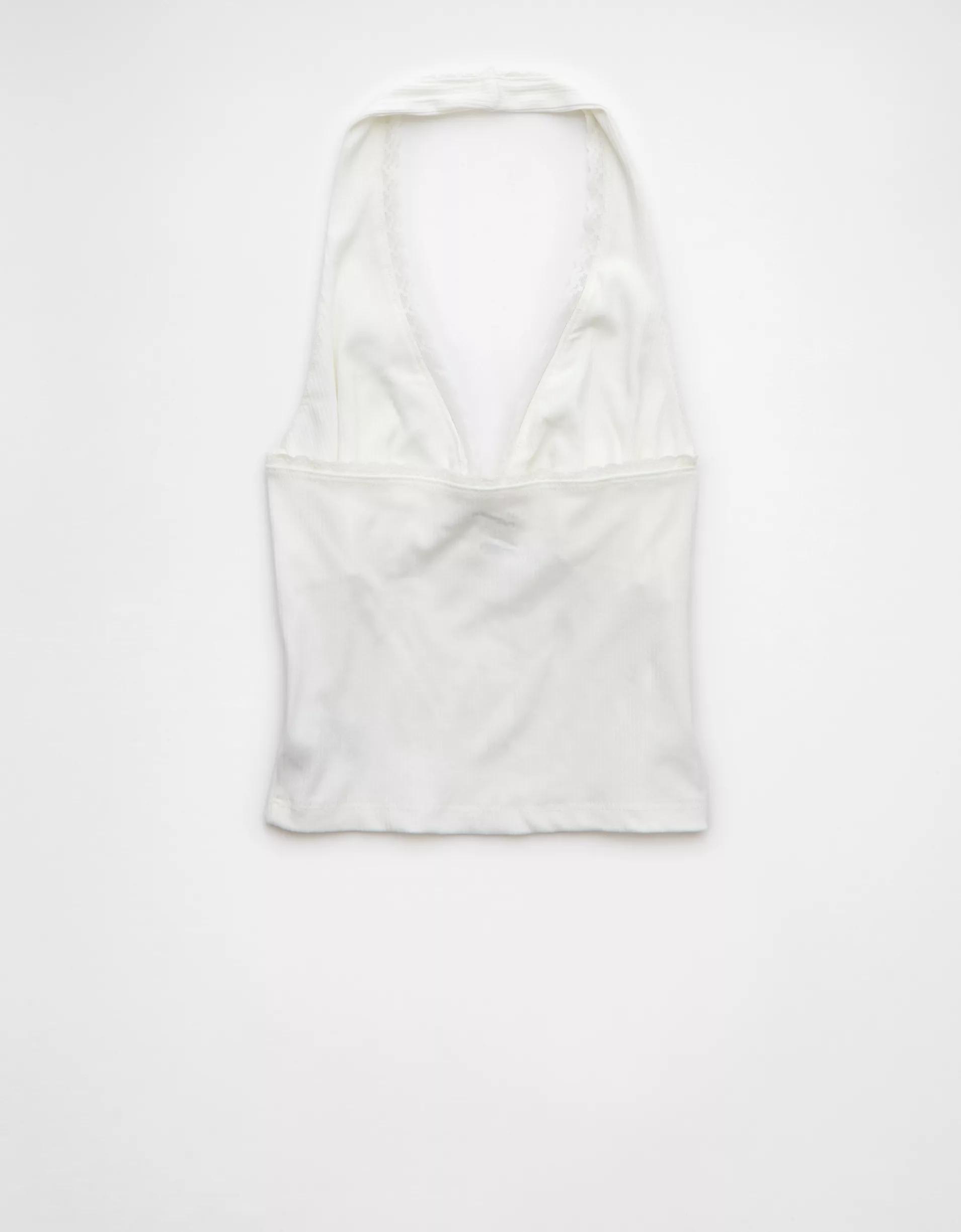 AE Tie Front Halter Crop Top Product Image