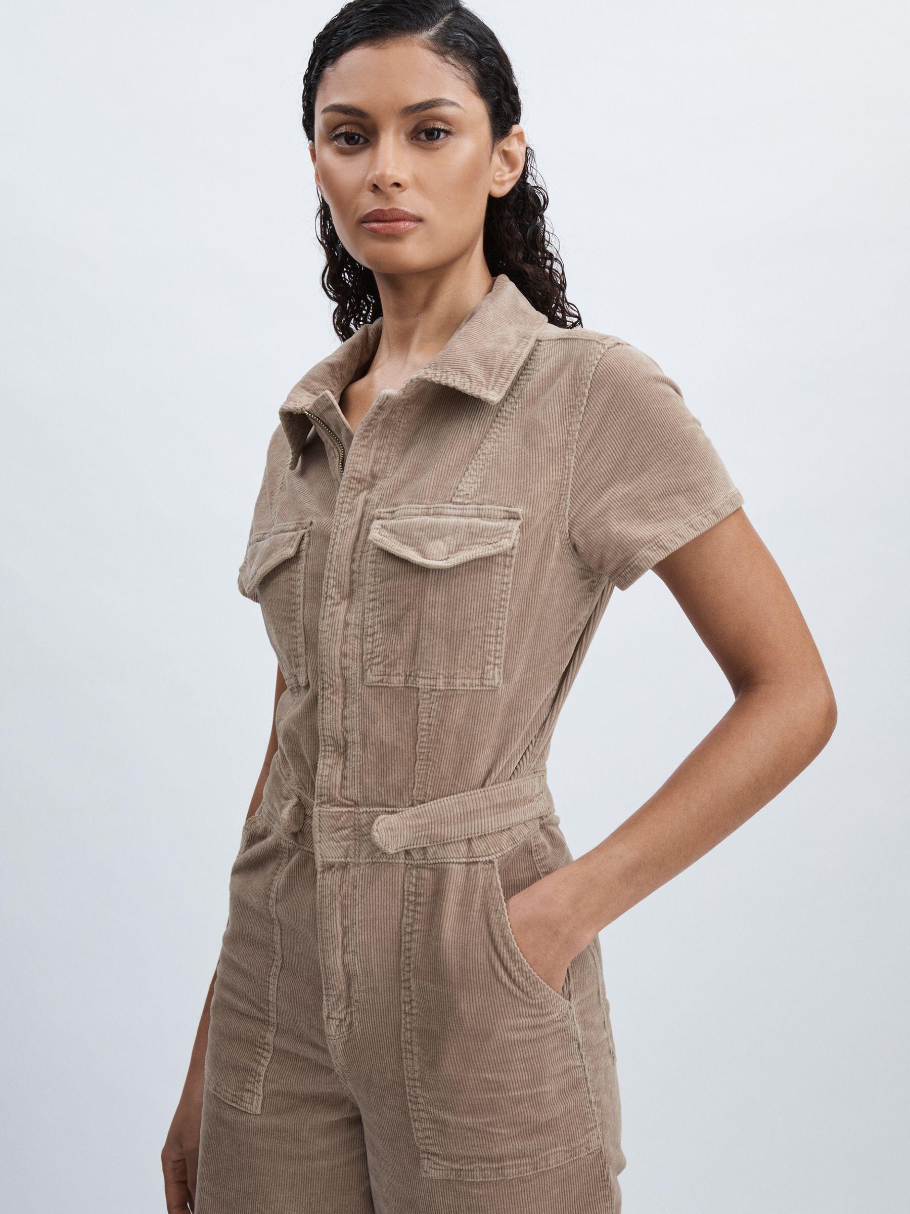 Corduroy Palazzo Jumpsuit in Beige Product Image