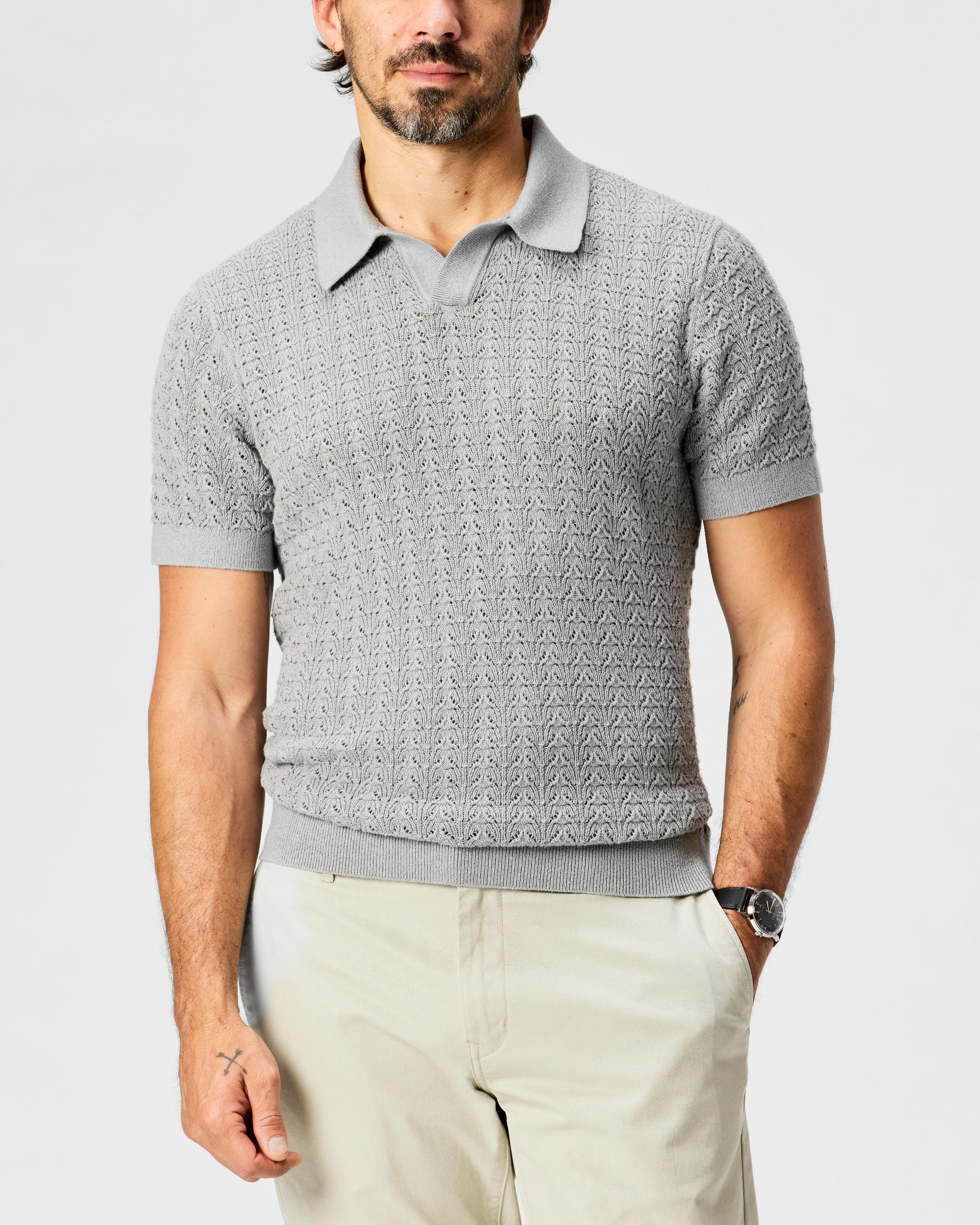 Retro Stitch Johnny Collar Polo Product Image