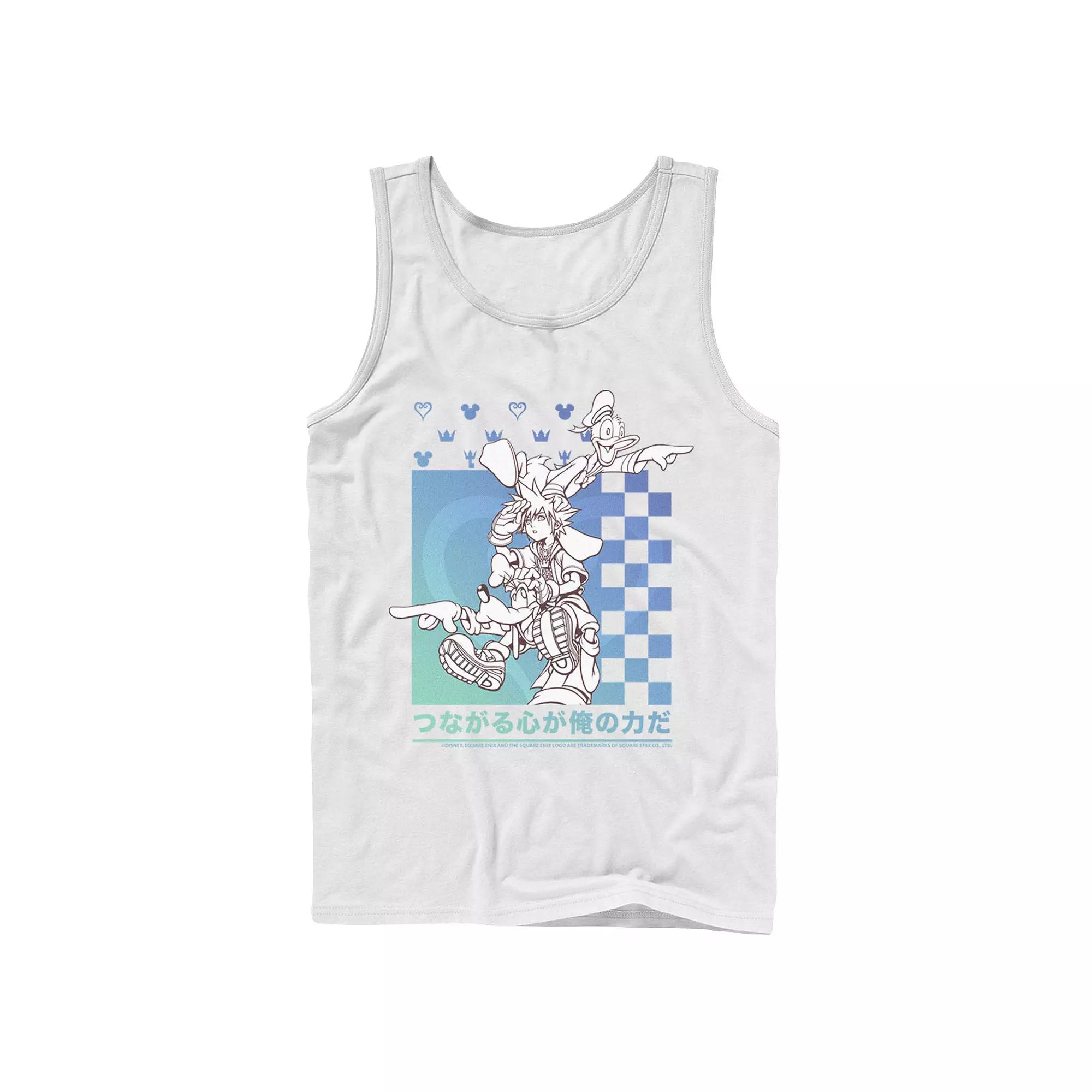 Men's Disney Kingdom Hearts Sora Donald Goofy Kanji Checkerboard Tank Top,  Product Image