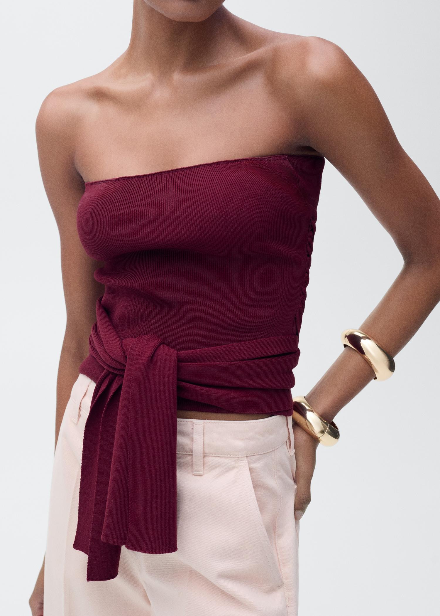 Bandeau top with knot detail - Women | MANGO USA Product Image